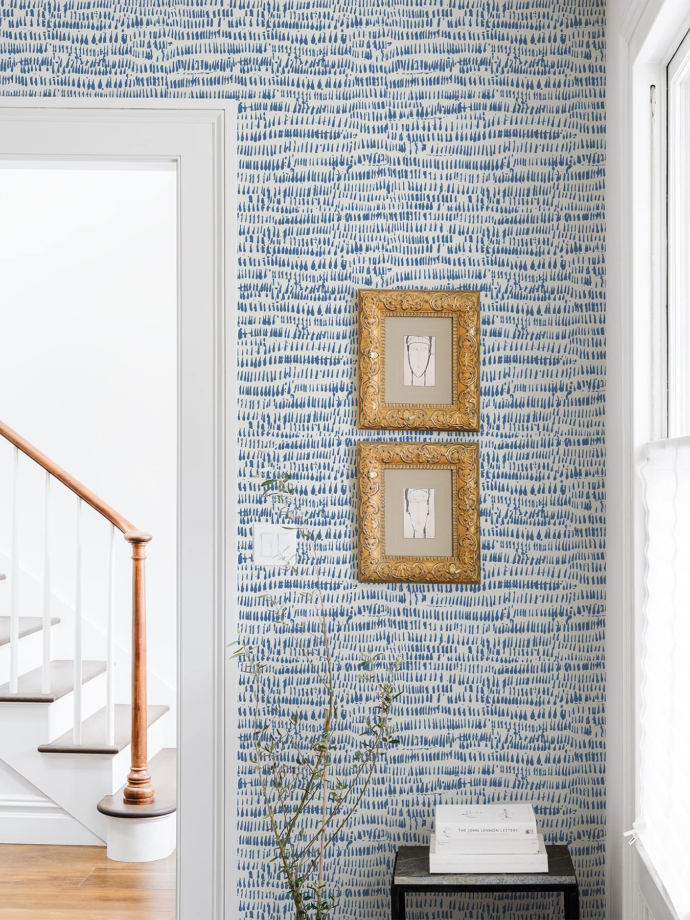 NuWallpaper Blue Kylver Peel & Stick Wallpaper - Self-Adhesive Removable Wallpaper for Bedroom, Living Room, Kitchen - Easy to Install & No Glue Needed - Waterproof & Durable Home Decor