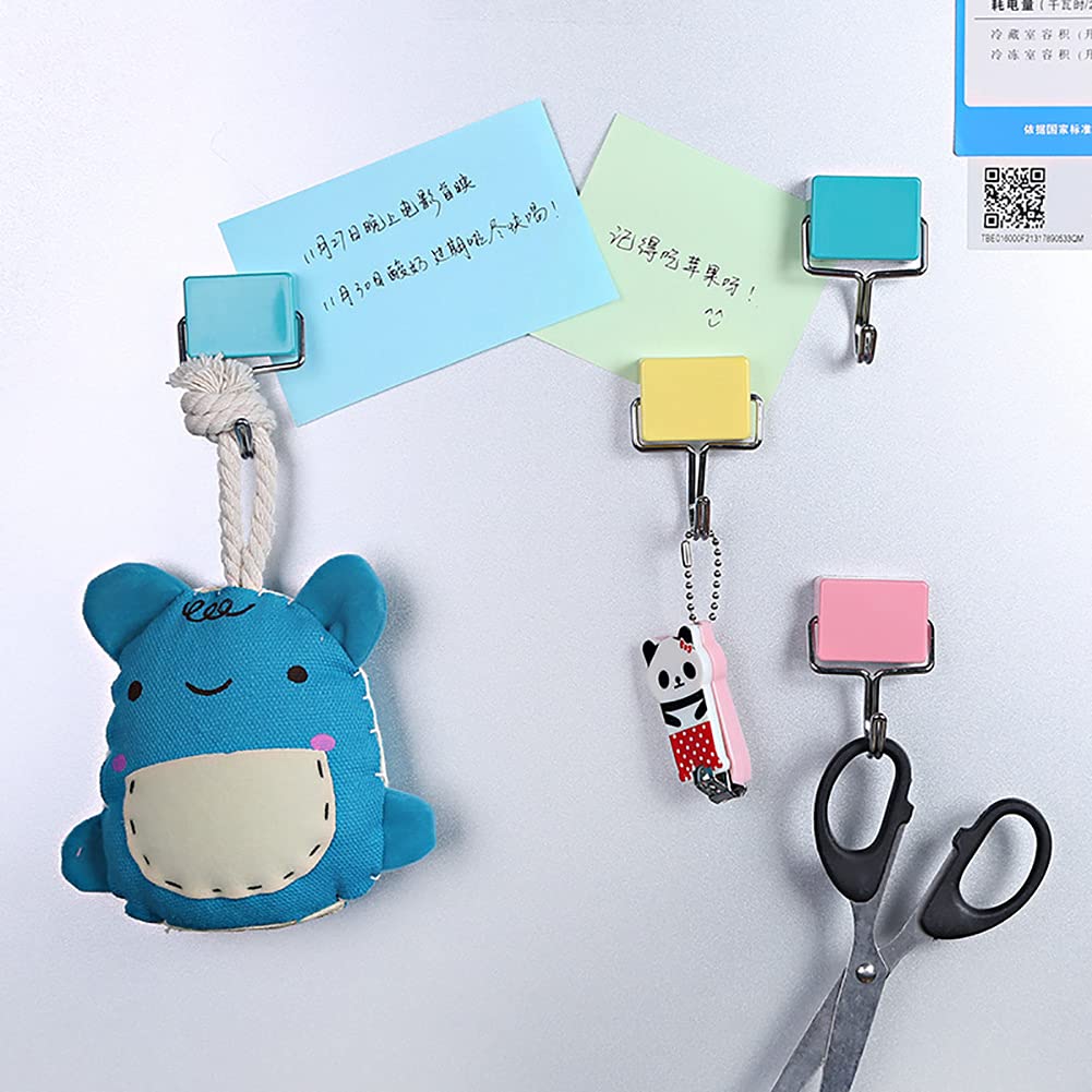 DDJYP Creative Super Strong Magnetic Hooks - 4 Pack Colorful Heavy Duty Magnetic Hooks for Kitchen, Garage, Office & Home Organization