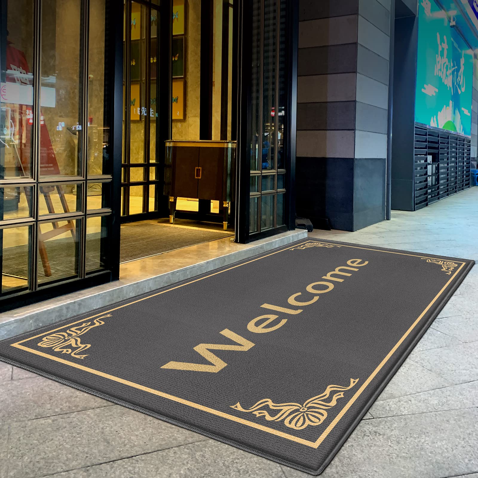 Custom Logo Doormat with Non-Slip Rubber Backing - Washable Entrance Runner Rug 3'x2' (90x60cm) - Personalized Home & Office Floor Mat for High Traffic Areas