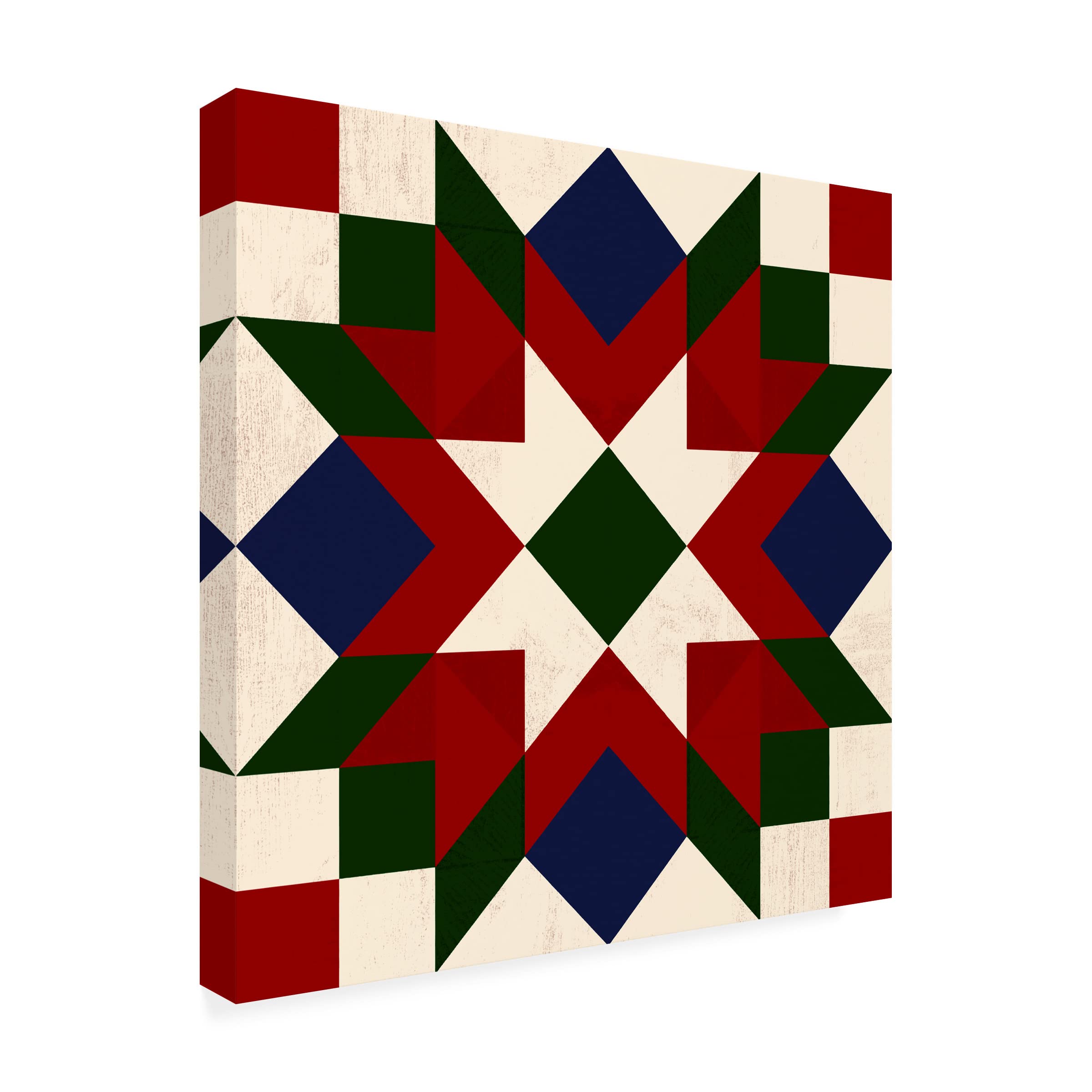 Victoria Barnes 'Christmas Barn Quilt IV' Canvas Wall Art Print - Holiday Home Decor for Living Room, Bedroom & Office