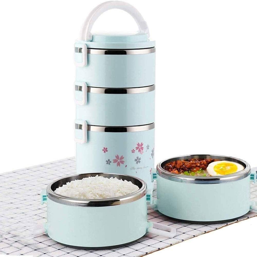 4-Layer Stainless Steel Bento Lunch Box with Handle - Insulated Food Container for Kids, Adults - Portable Meal Prep Box for Office, School, Camping & Travel - Keep Meals Hot On The Go
