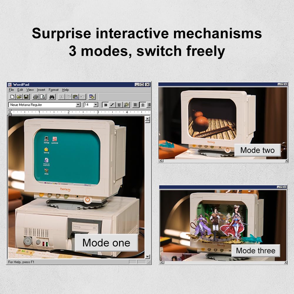 PANTASY Retro Computer Building Blocks Set - BRICKKK Ideas TV Construction Kit for Adults, Collectible Display Model, Technic Architecture - Perfect for Home Office Decor, STEM Education & Gift for Tech Enthusiasts