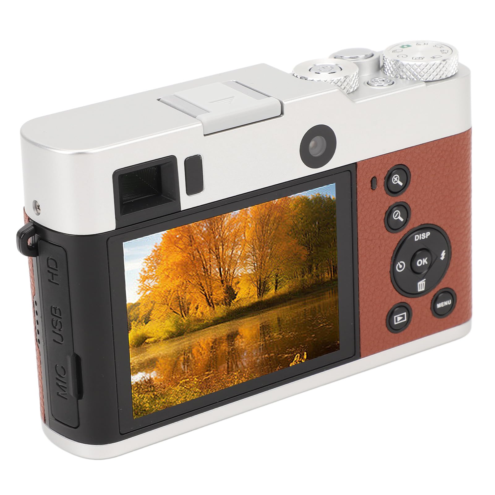 48MP 5K Professional Vlogging Camera with Flip Screen - 4K Video Recording Digital Camera for YouTube, Travel & Home Vlogging (Brown) - Perfect for Content Creators, Travel Bloggers & Family Memories
