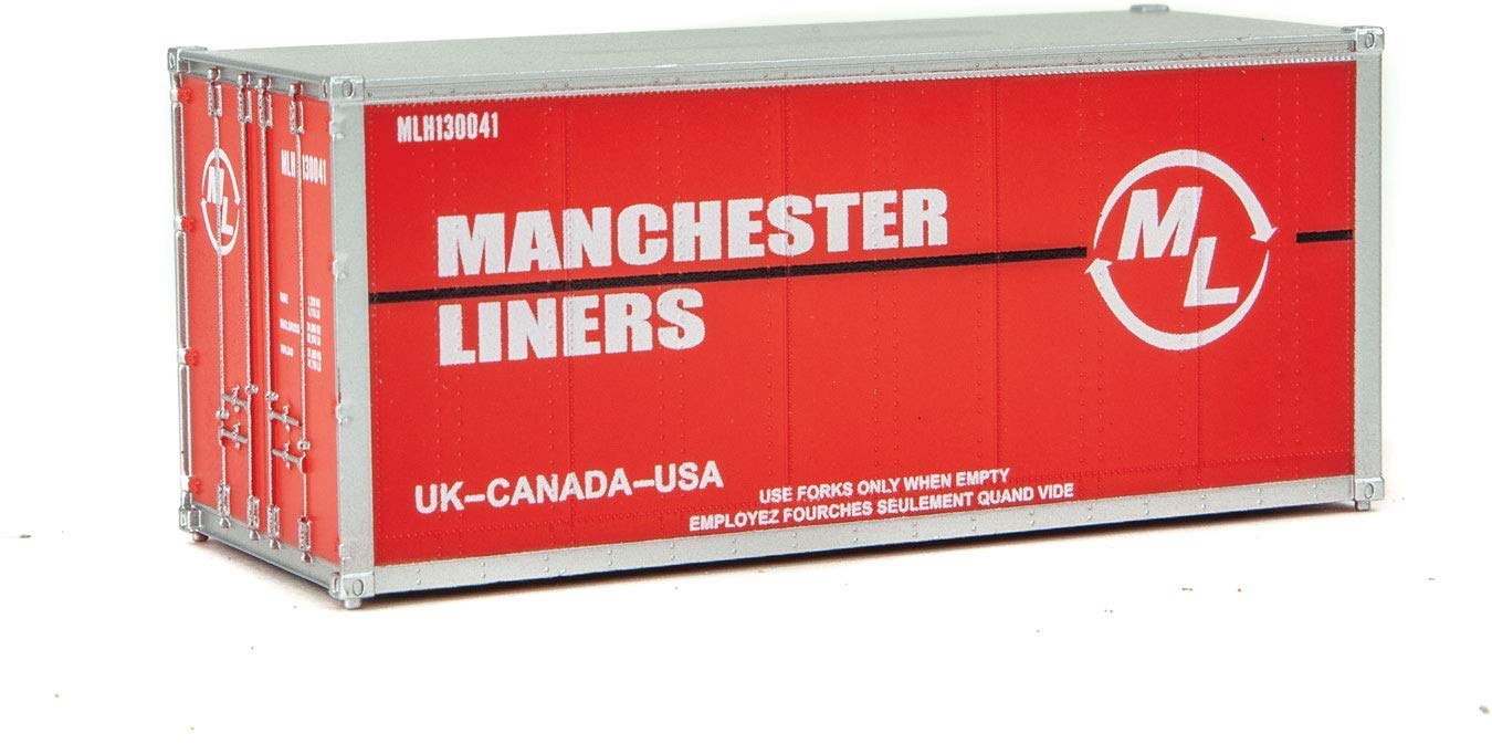 Walthers HO Scale 20' Smooth-Side Container Manchester Liners (Red/White) - Perfect for Model Train Layouts & Railroad Dioramas