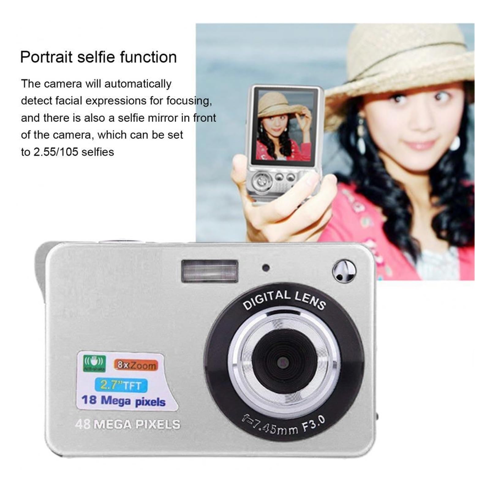 48MP MZZYG Digital Video Camera with Autofocus & Large Screen - HD Vlogging Camcorder for Kids & Adults (Red) - Perfect for YouTube, Travel, Family Events & Photography