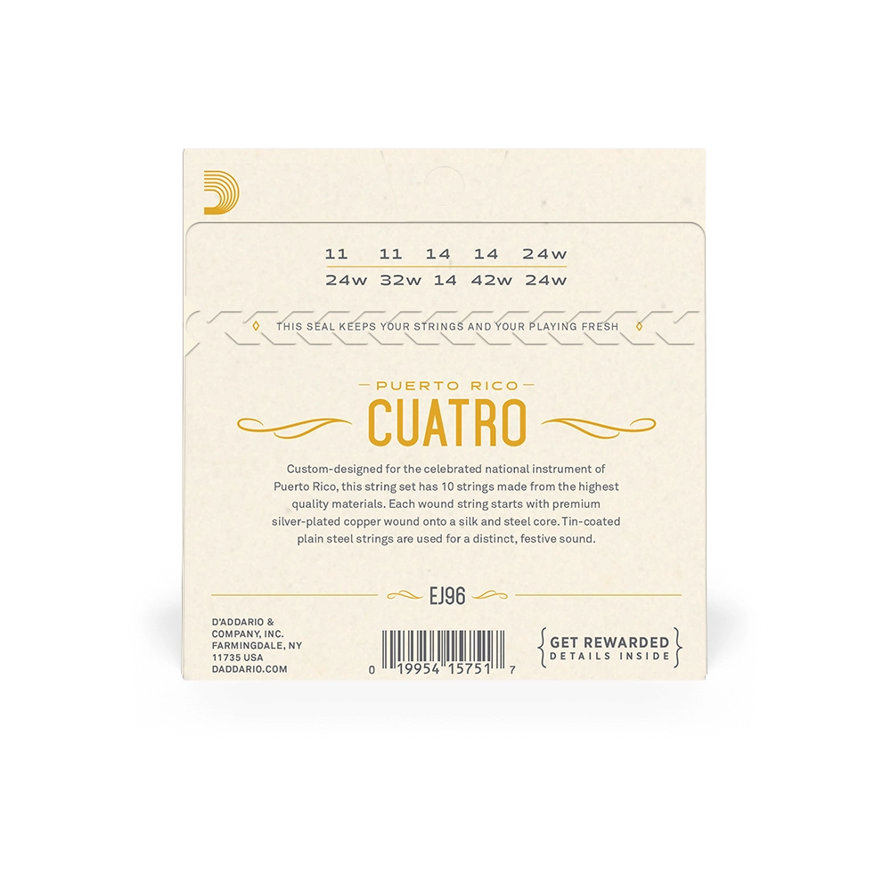 D'Addario Silver Plated Copper 10-String Set for Puerto Rican Cuatro - Authentic Sound & Durability - Perfect for Traditional Latin Music & Live Performances