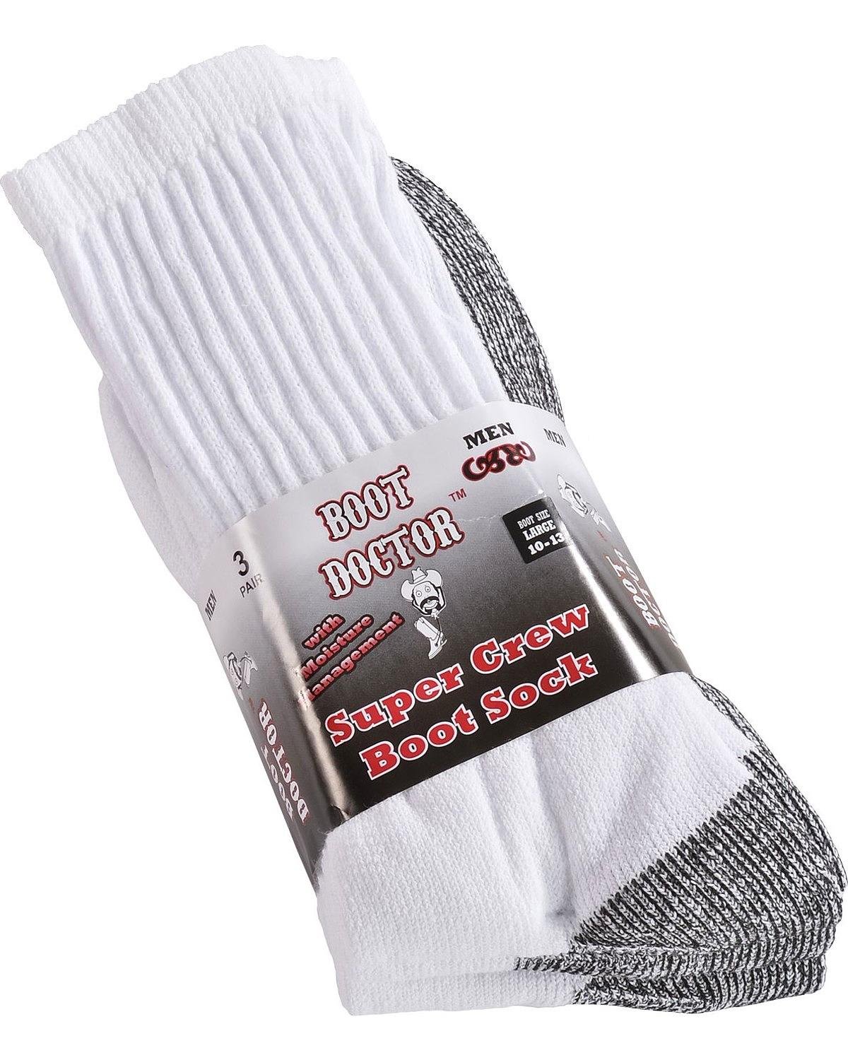 Boot Doctor Men's Work Boot Crew Socks 3-Pack - Durable Cotton Work Socks for Construction, Hiking & Outdoor Activities