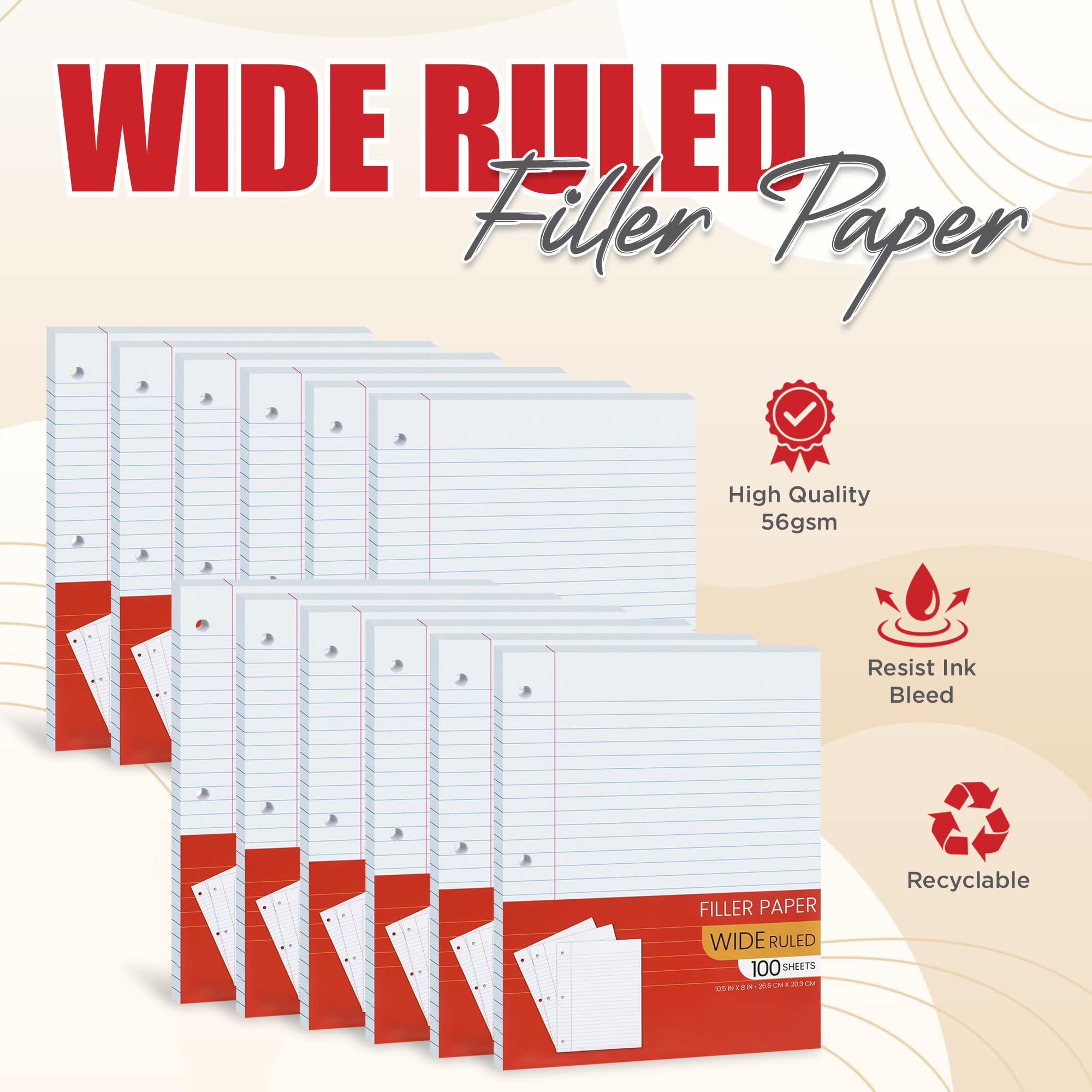Wide Ruled Notebook Paper Bulk - 10.5