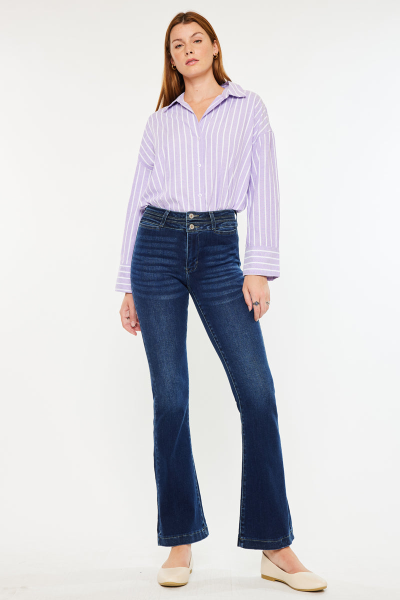 Caroline High Rise Flare Jeans for Women - Vintage 70s Inspired Stretch Denim Pants | Perfect for Casual Outfits, Date Nights & Retro Fashion Looks