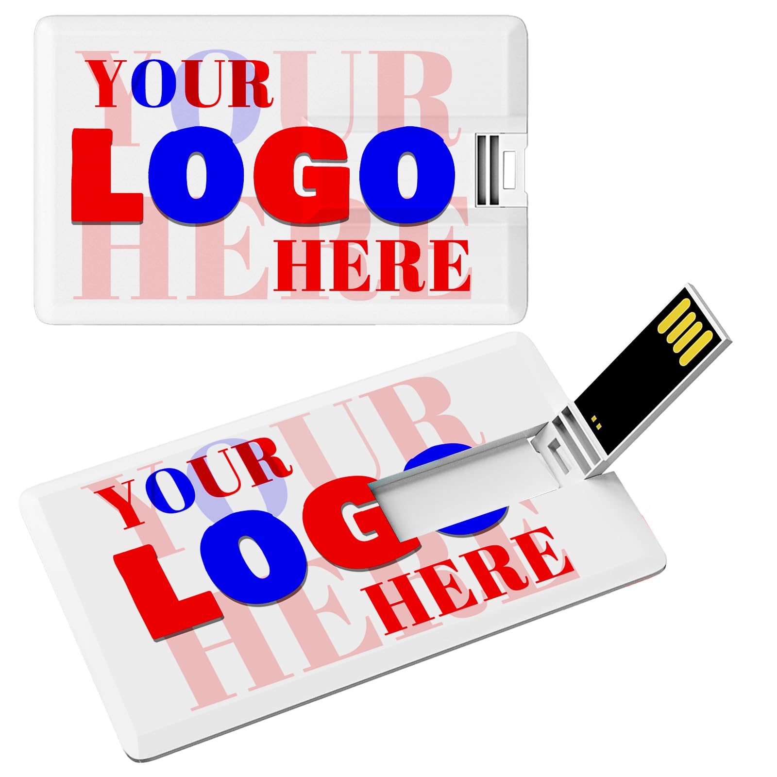 Custom Credit Card Shape USB Flash Drive 16GB 25 Pack - Personalized Logo Print Thumb Drive for Business Branding, Promotions & Events | FEWINA Branded USB Stick for Trade Shows, Conferences & Corporate Gifts