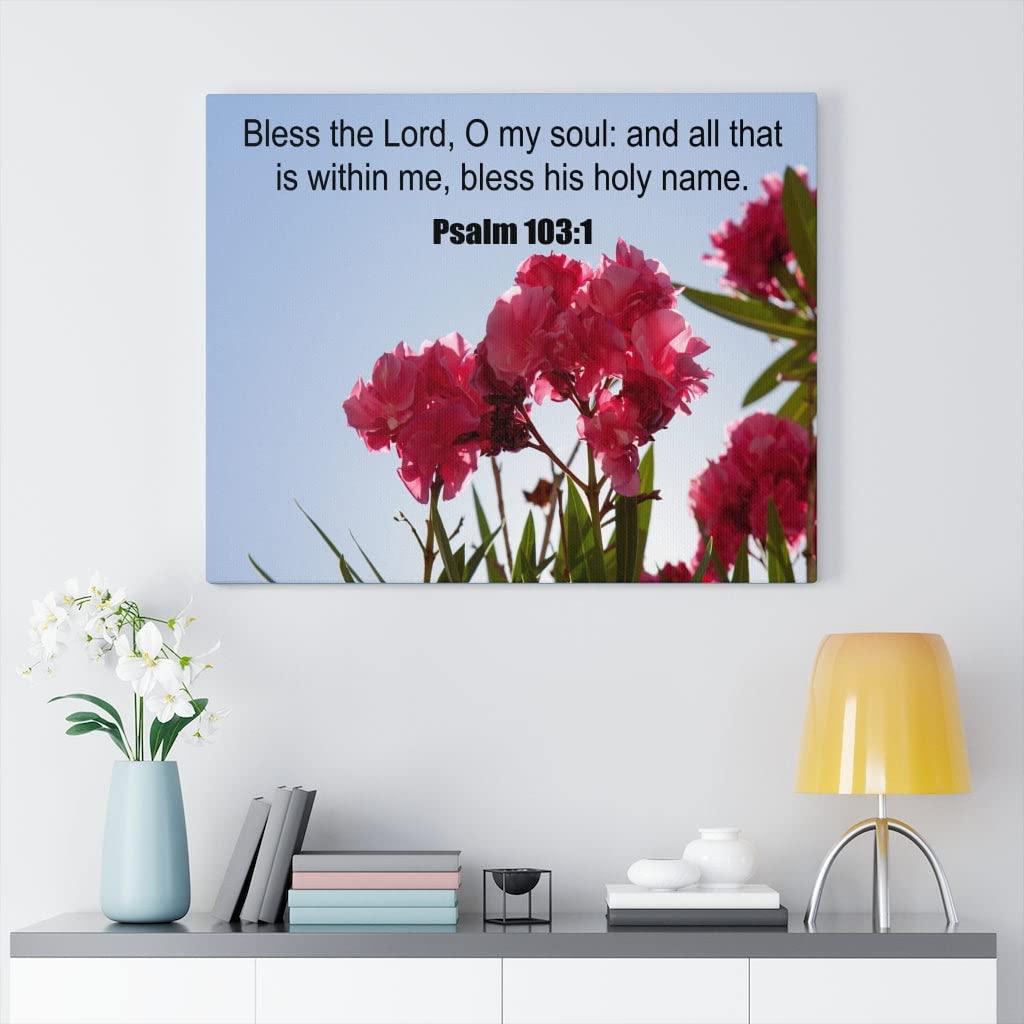 Bless The Lord Bible Verse Canvas - Psalm 103:1 Christian Wall Art for Home Decor, Gift for Religious Occasions, Church & Prayer Room Inspiration