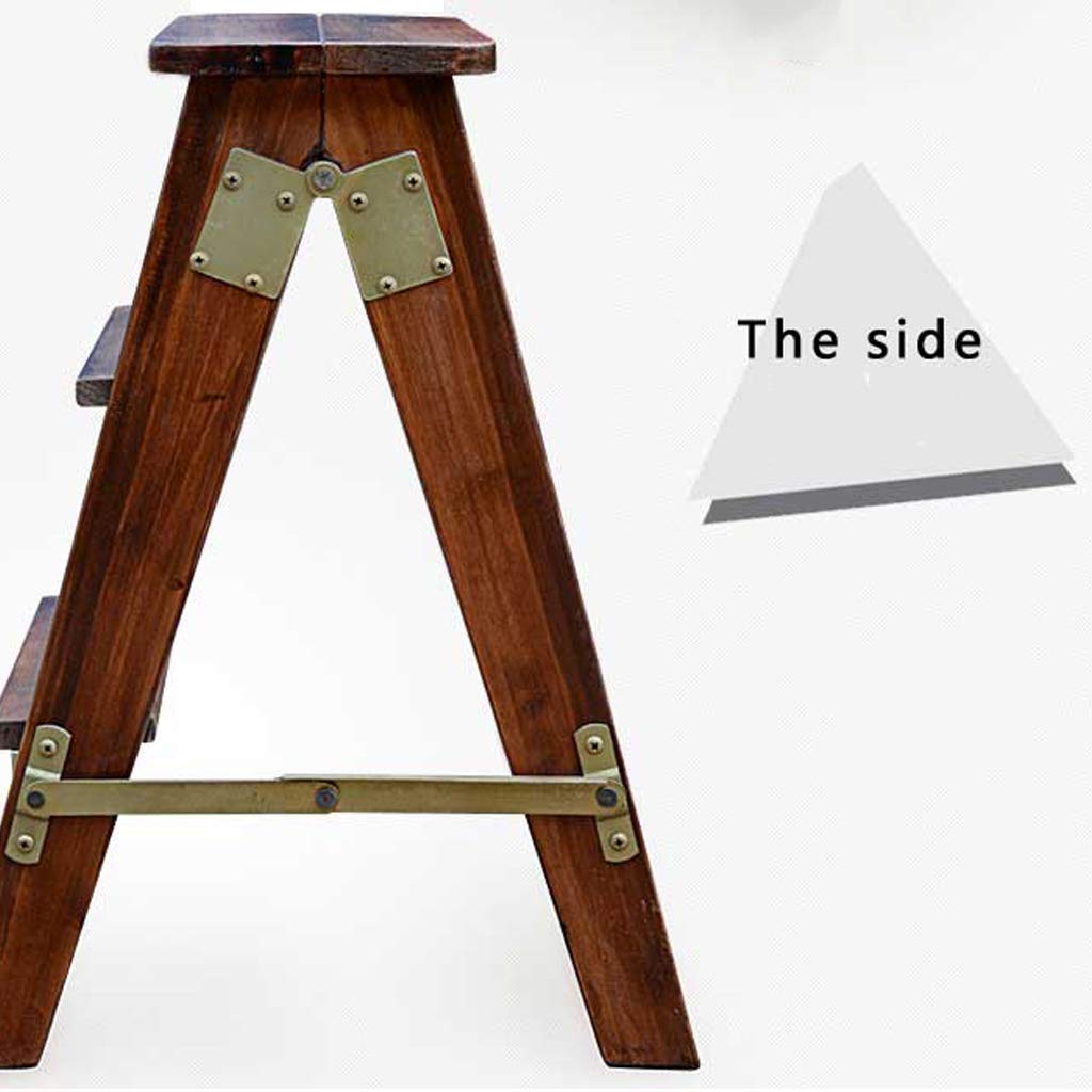 Solid Wood Step Stool with Non-Slip Surface - Foldable Kitchen Step Ladder for Home & Office Use - Perfect for Reaching High Shelves, Cabinets, and Storage Spaces
