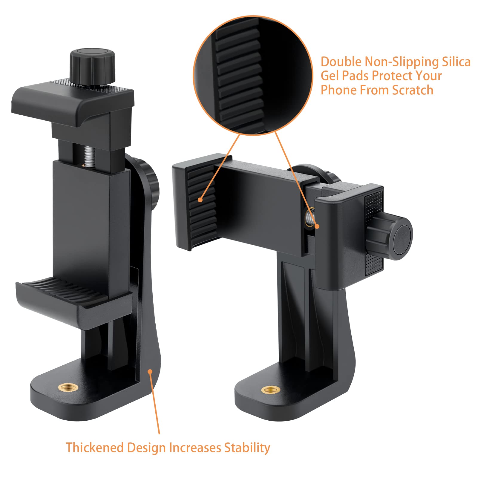 2 Pack Universal Phone Tripod Mount with 360° Rotation - Adjustable Clamp Holder for iPhone, Samsung & Most Smartphones - Perfect for Vlogging, Live Streaming & Photography
