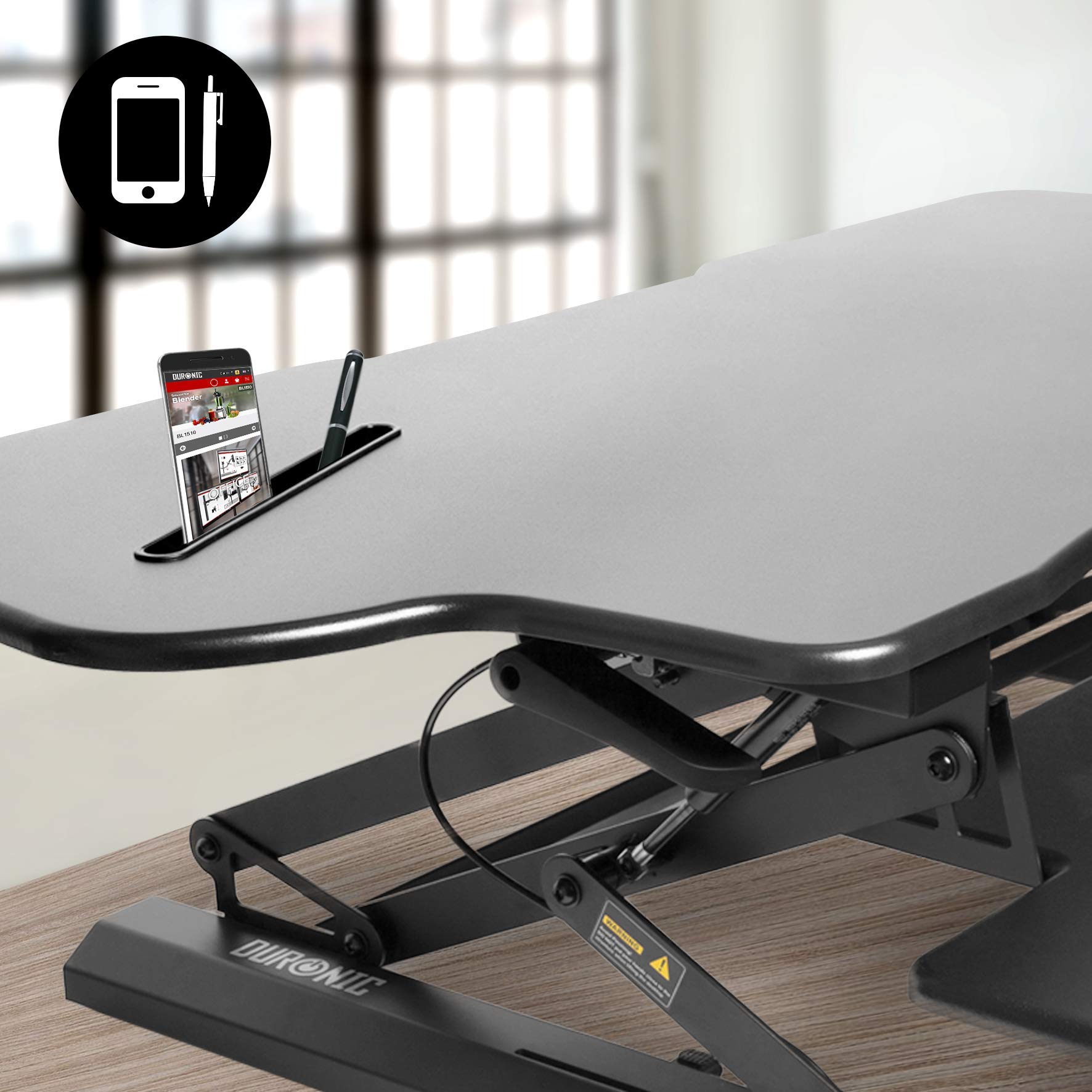 Duronic DM05D4 Sit Stand Desk - Electric Height Adjustable Workstation (120x59cm) | Ergonomic Riser for PC, Monitor, Keyboard & Laptop | Home Office Desk Converter (15-50cm Height Range) | Perfect for Remote Work, Gaming Setup & Workspace Ergonomics