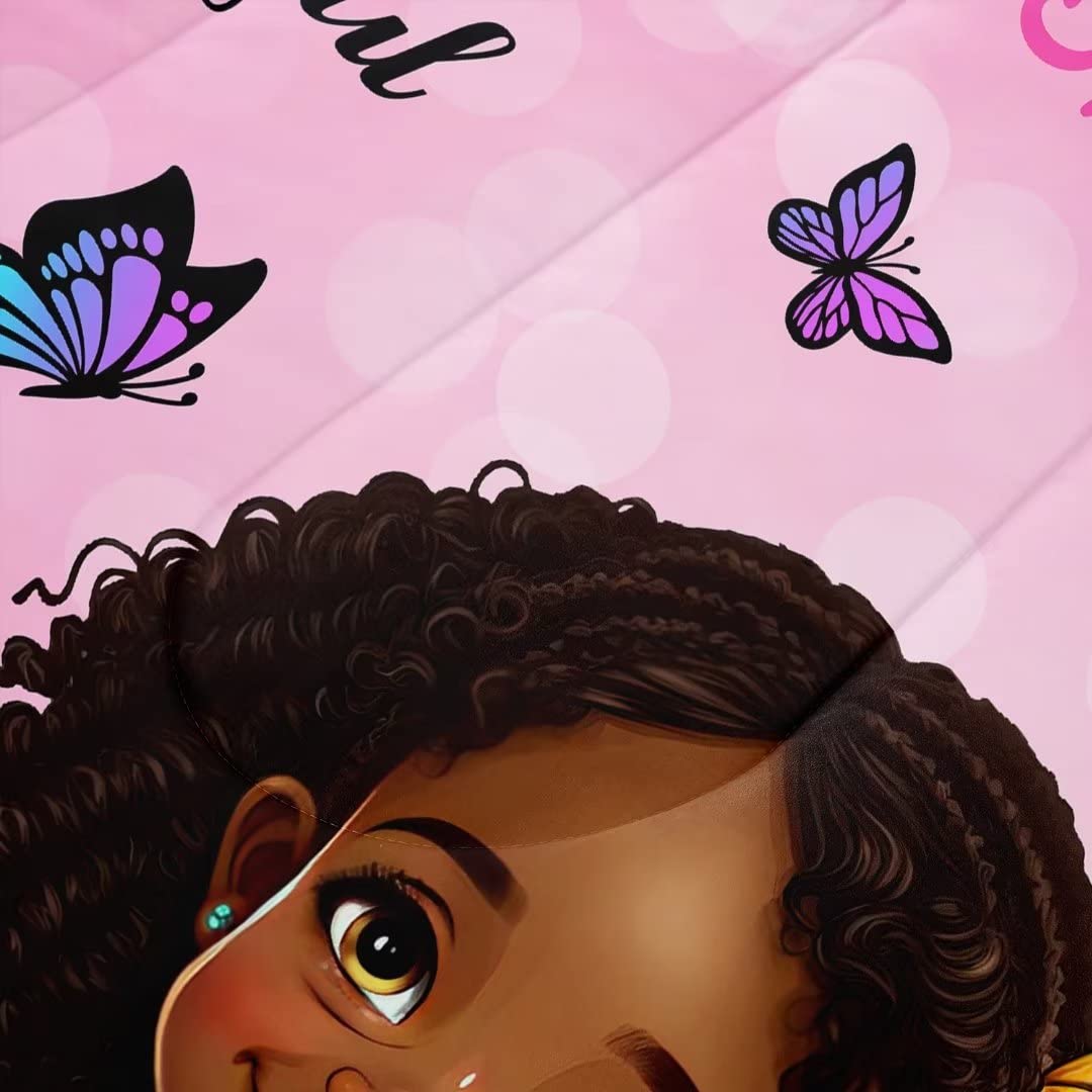 Black Girl Comforter Set Twin for Kids & Teens - God Says You Are Fearfully Made Bedding - Afro Melanin Bedroom Decor - Perfect for Girls' Rooms, Dorm Decor & Birthday Gifts