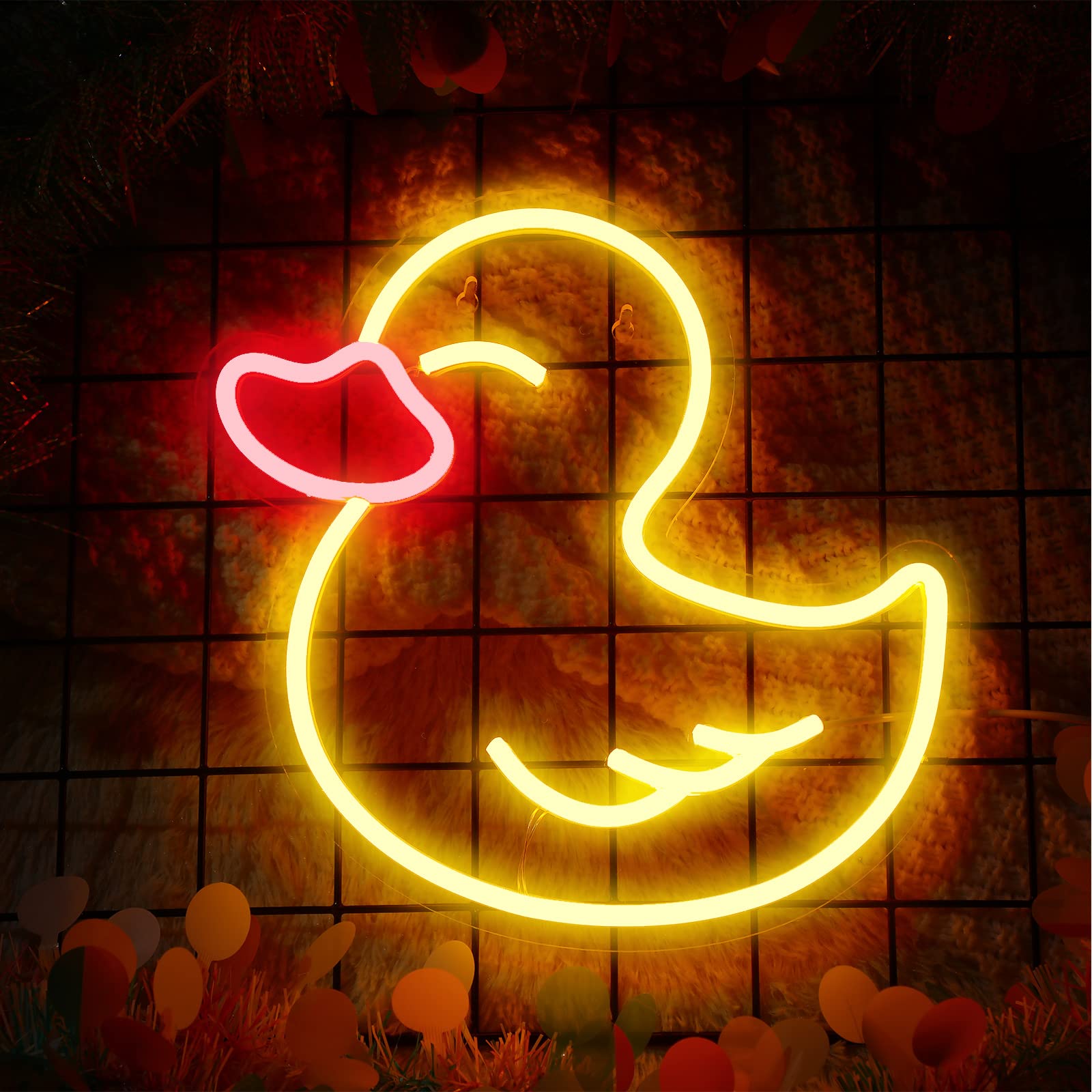 Bonuci Duck Neon Sign - USB LED Night Light for Bathroom, Bedroom & Party Decor - Perfect Gift for Duck Lovers (Birthday, Christmas) - Wall Art & Hanging Decor - Great for Kids' Rooms, Themed Parties & Cozy Ambiance