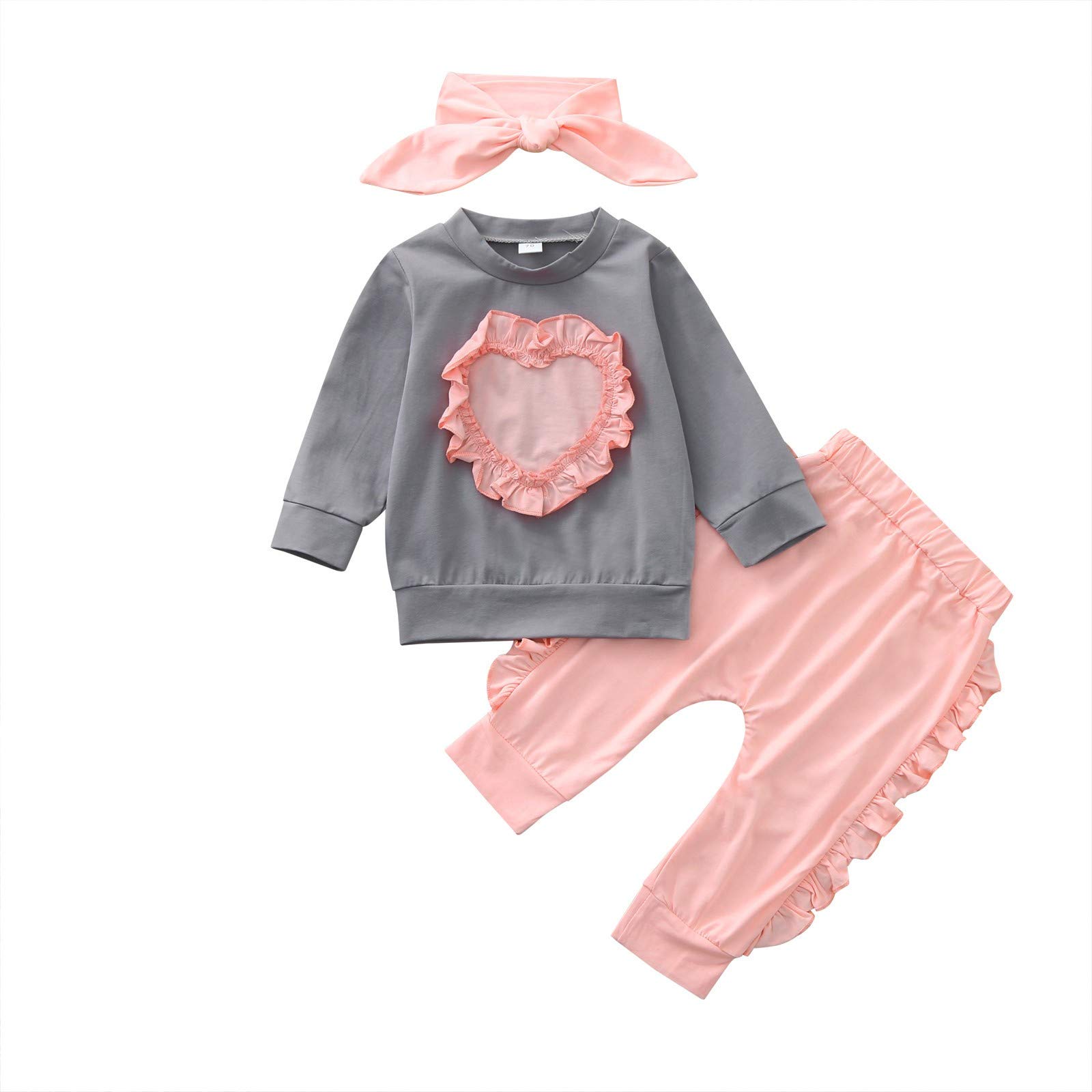 FORESTIME Baby Girl Outfits - Solid Printed Top & Pants Set with Headband | Toddler Playwear Sweatsuits | Perfect for Playdates, Daycare & Family Photos