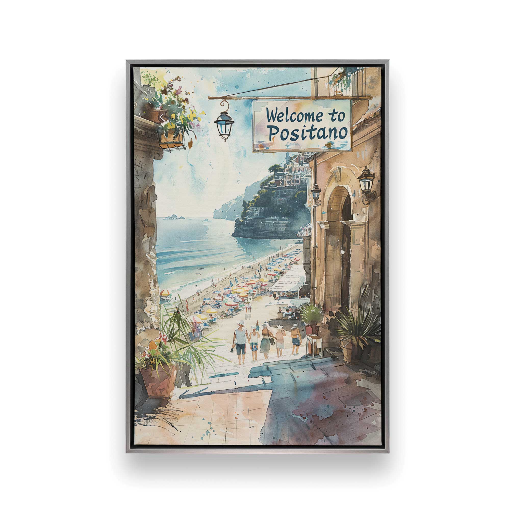 Coastal Greeting v1 Canvas Wall Art Print - Beach House Decor, Ocean Themed Living Room Wall Decor, Perfect for Home, Office & Gift Giving