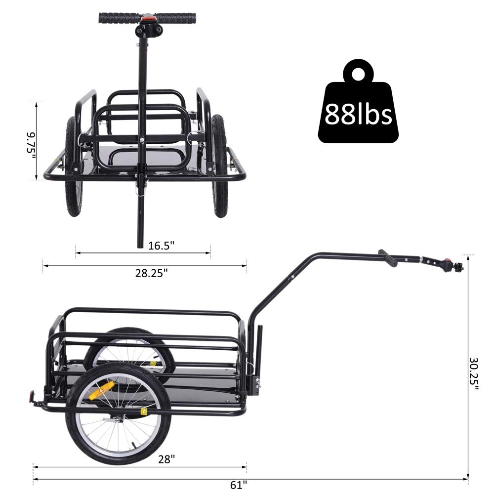 Foldable Bike Cargo Trailer with Seat Post Hitch - Black | Heavy Duty Bicycle Hauler for Groceries, Pets & Camping Gear | Perfect for Urban Commuting & Outdoor Adventures