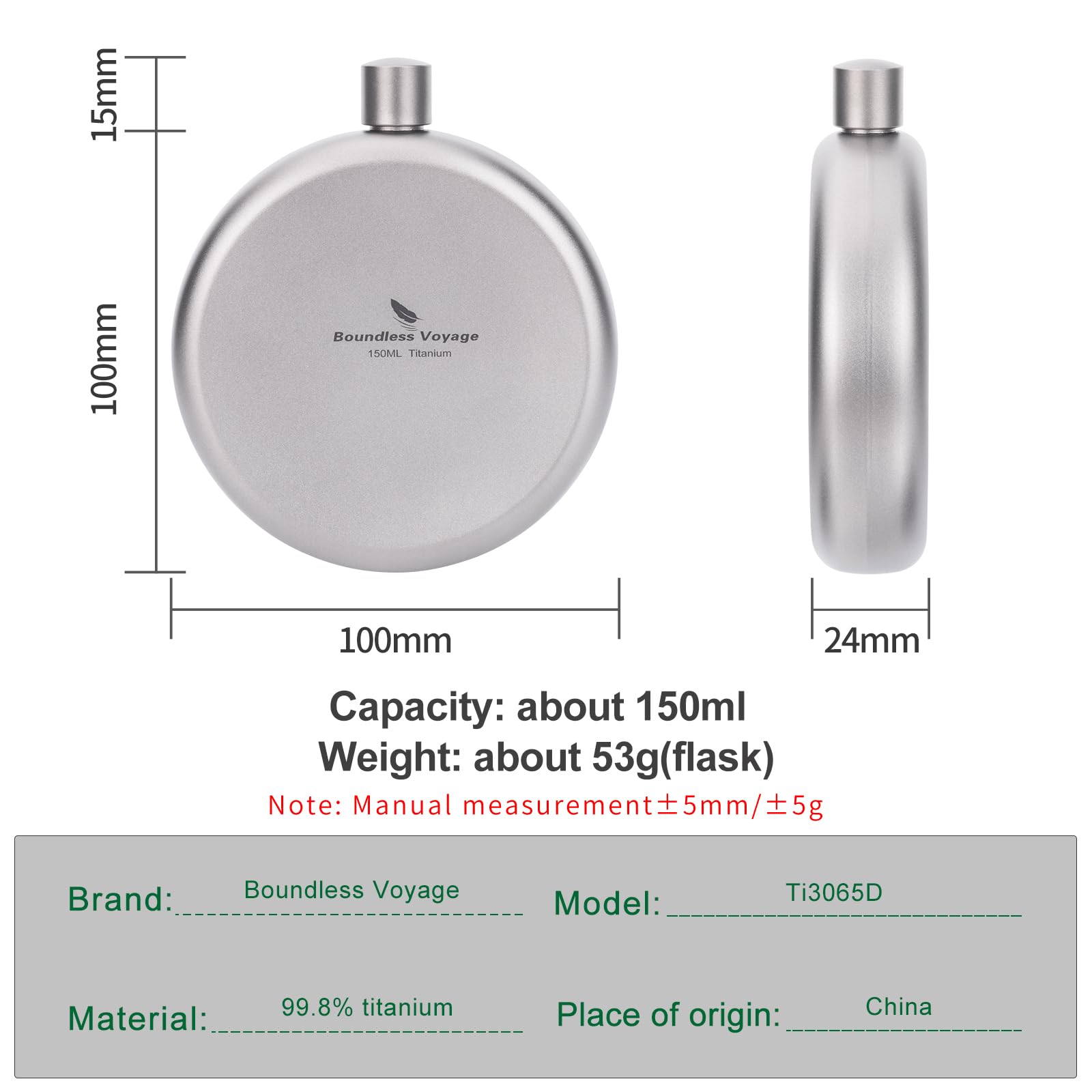 Titanium Ultralight Hip Flask - Portable Wine & Whiskey Bottle with Funnel - Camping, Hiking, Picnic & Outdoor Drinking Accessories - Perfect for Travel, Parties & Gifts