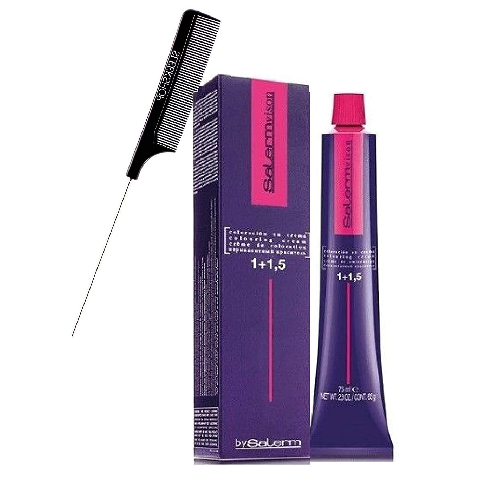 Salerm Cosmetics VISION Permanent Hair Color Cream - 4 Brown with Free Steel Comb | Covers Gray in 30 Minutes | Professional At-Home Hair Dye for Women & Men | Perfect for Touch-Ups, Full Color Applications & Salon-Quality Results