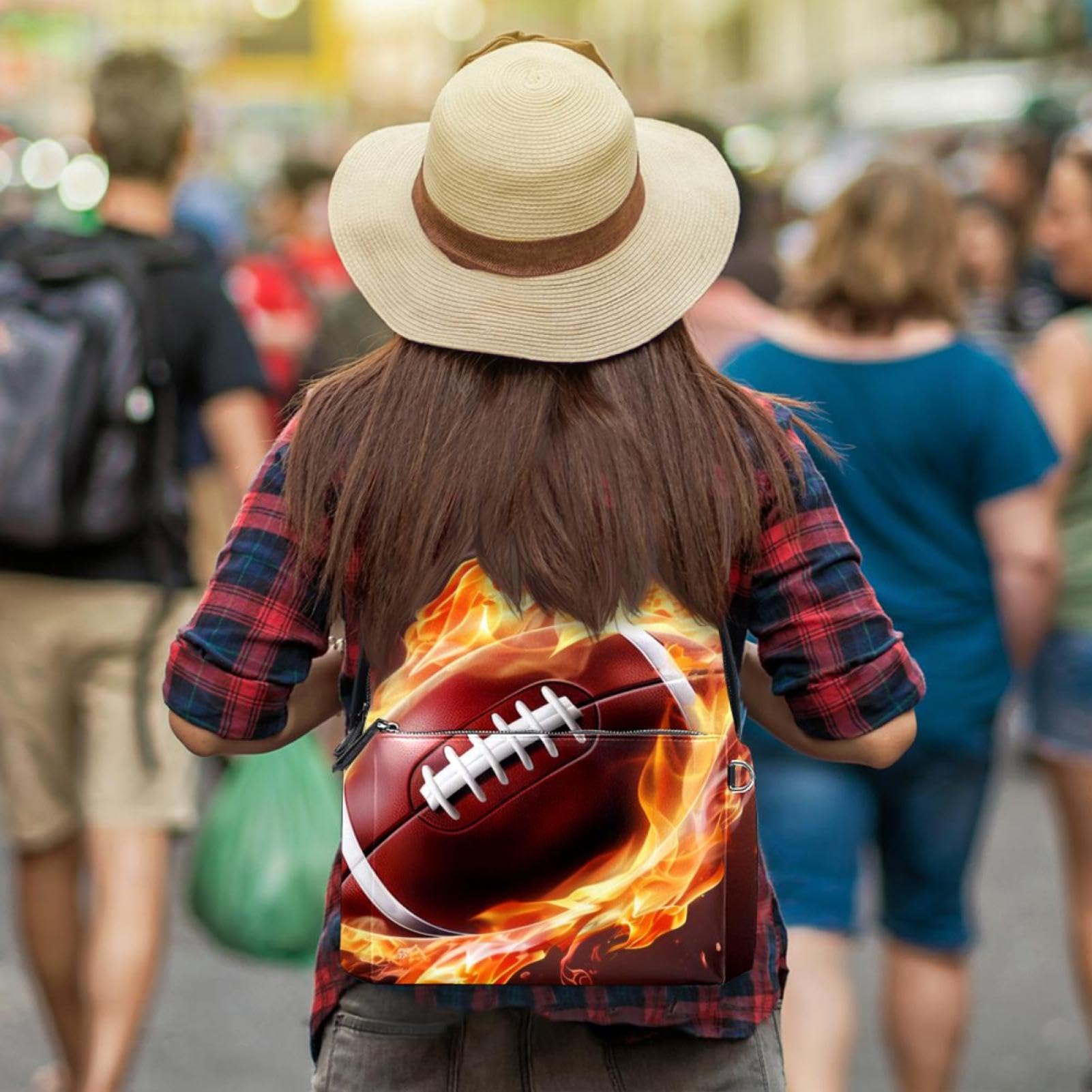 Stylish Travel Backpack for Women & Men - Durable American Football Design with Fire-Resistant Material | Perfect for Hiking, Camping, and Outdoor Adventures