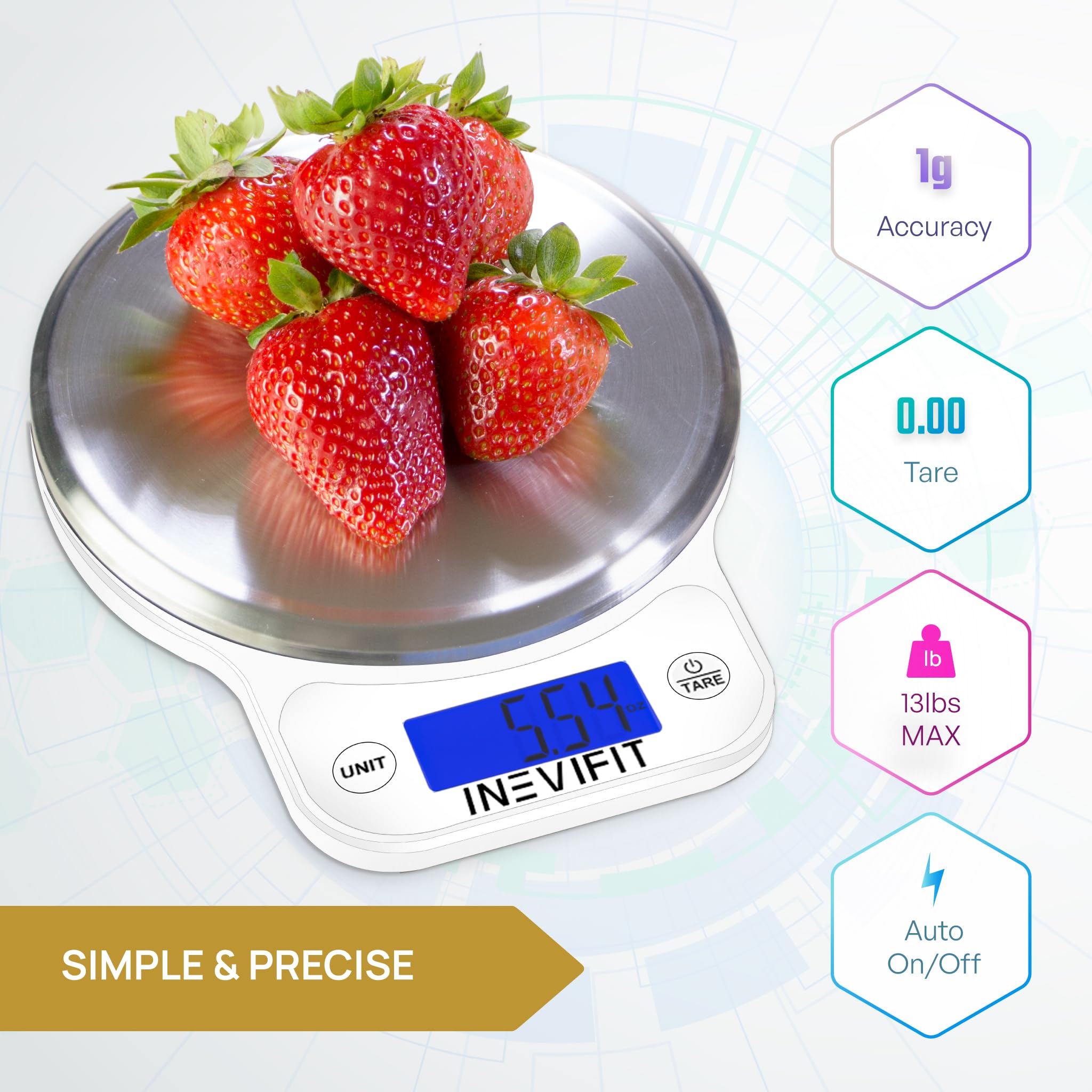 Inevifit Smart Digital Bathroom Scale & Kitchen Scale Bundle - Accurate Body Weight and Nutrition Tracking with BMI, Body Fat, Muscle Mass - Includes Batteries - Perfect for Home Gym, Fitness Enthusiasts & Healthy Cooking