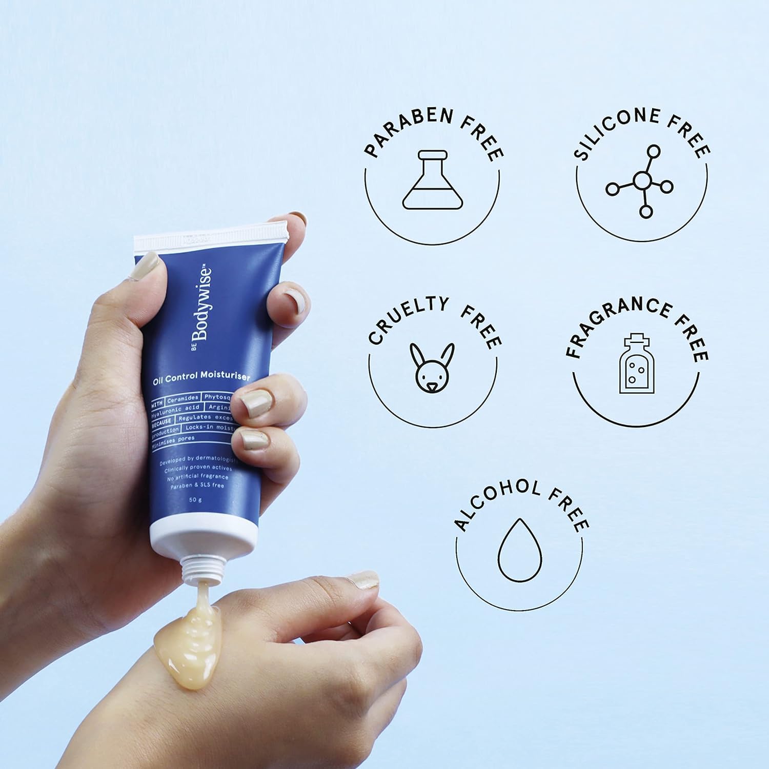 Oil Control Moisturizer with Ceramide & Hyaluronic Acid - Reduces Inflammation, Soothes Skin - Non-Comedogenic, Paraben-Free 50g - Best for Oily, Sensitive & Acne-Prone Skin - Perfect for Daily Skincare Routine & Post-Acne Treatment