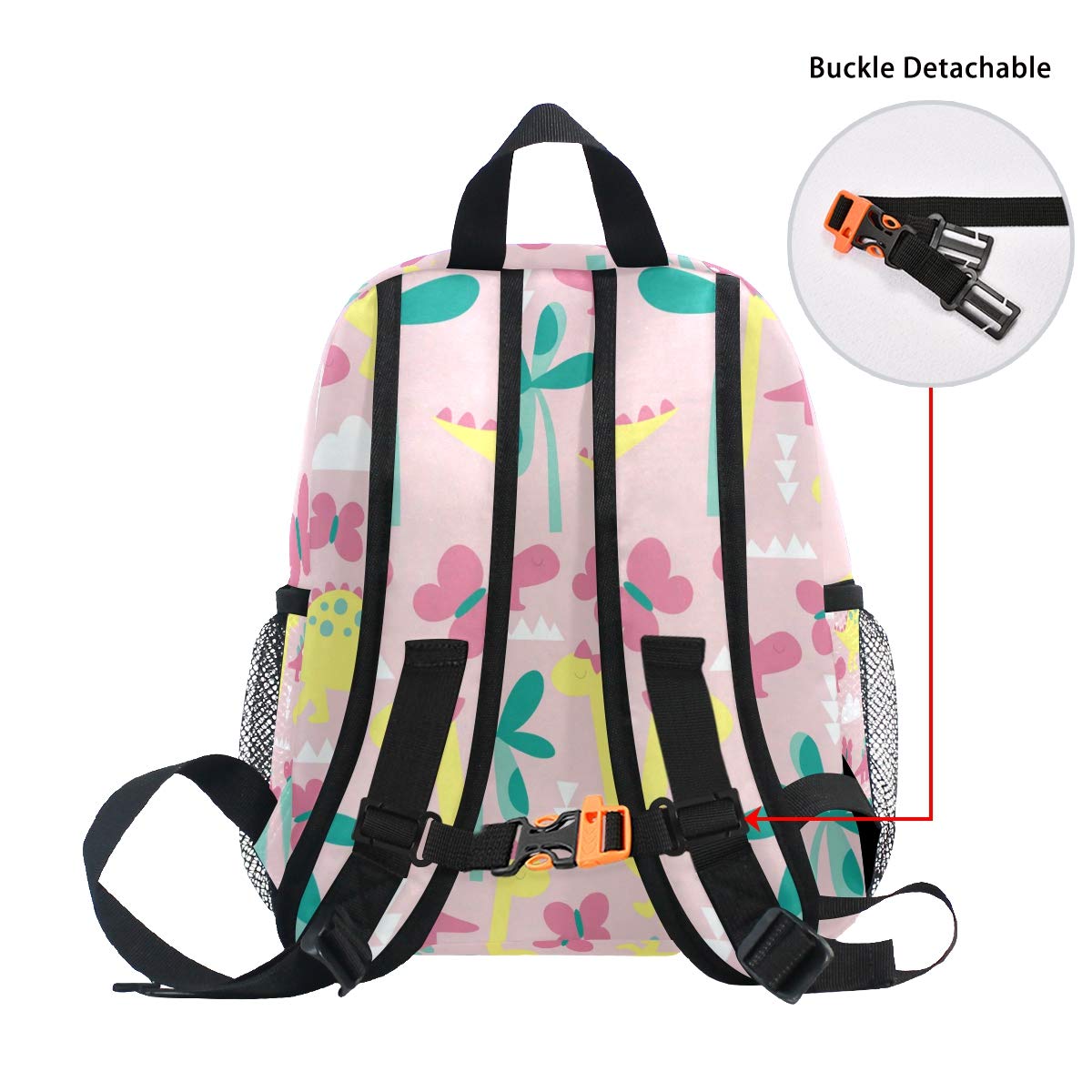OREZI Cute Kids Dinosaur Backpack - Pink Cartoon Dinosaur Pattern School Bag for Toddlers, Preschool & Travel | Perfect for Daycare, Kindergarten & Outdoor Adventures