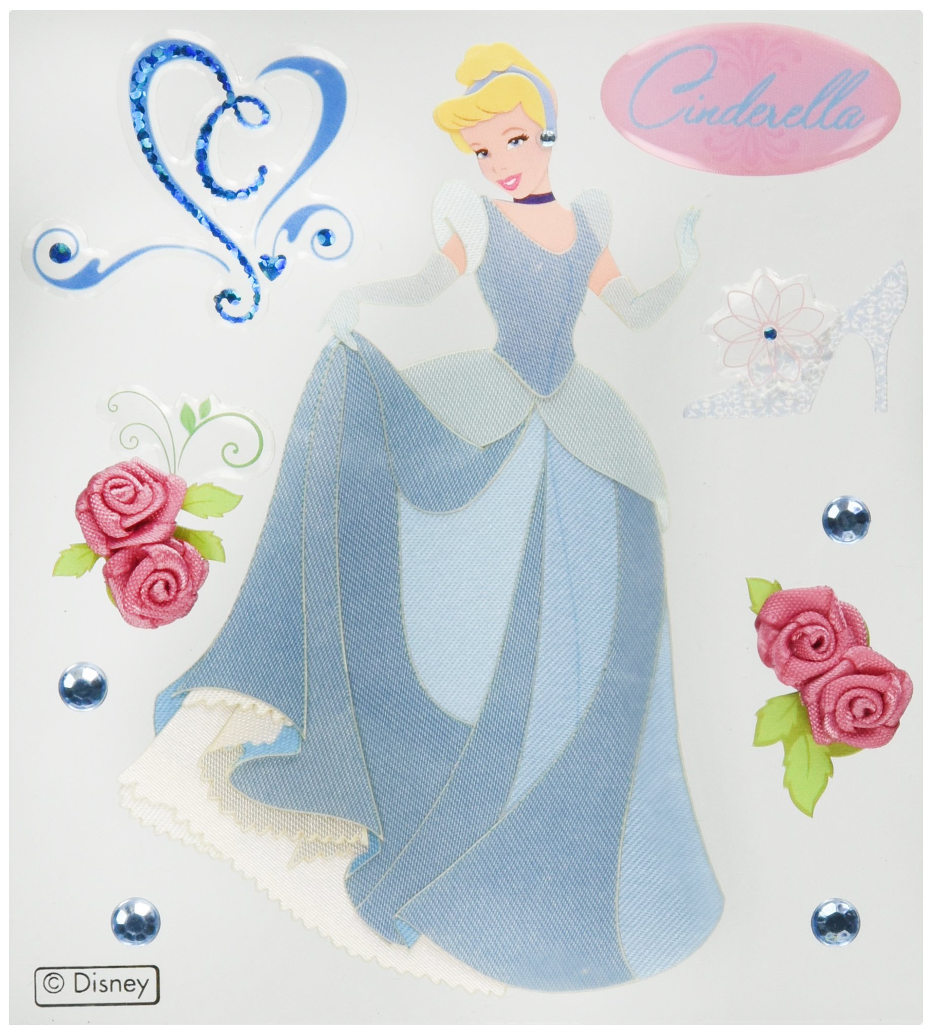 EK Success Disney Cinderella Dimensional Stickers - Premium 3D Scrapbook Embellishments for DIY Crafts, Cards, and Photo Albums