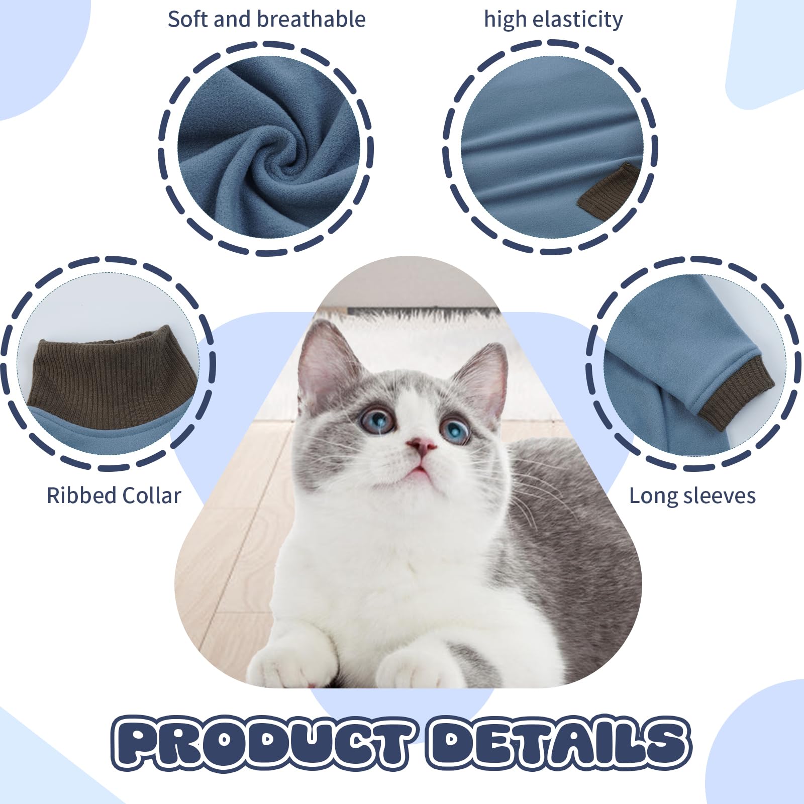 Soft Cat Recovery Suit - Post-Surgery Onesie for Male & Female Cats | Anti-Shedding Shirt & Comfortable Pajamas | Perfect for Wound Protection, Stress Relief & Hairball Control (Ideal After Spay/Neuter Surgery)