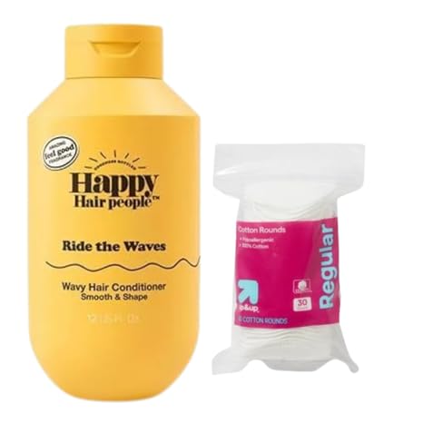 Happy Hair People Ride The Waves Conditioner - 12 fl oz for Curly & Wavy Hair | Gentle Makeup Removal Pads | Hydrating Hair Care & Skin Cleansing for Daily Beauty Routine