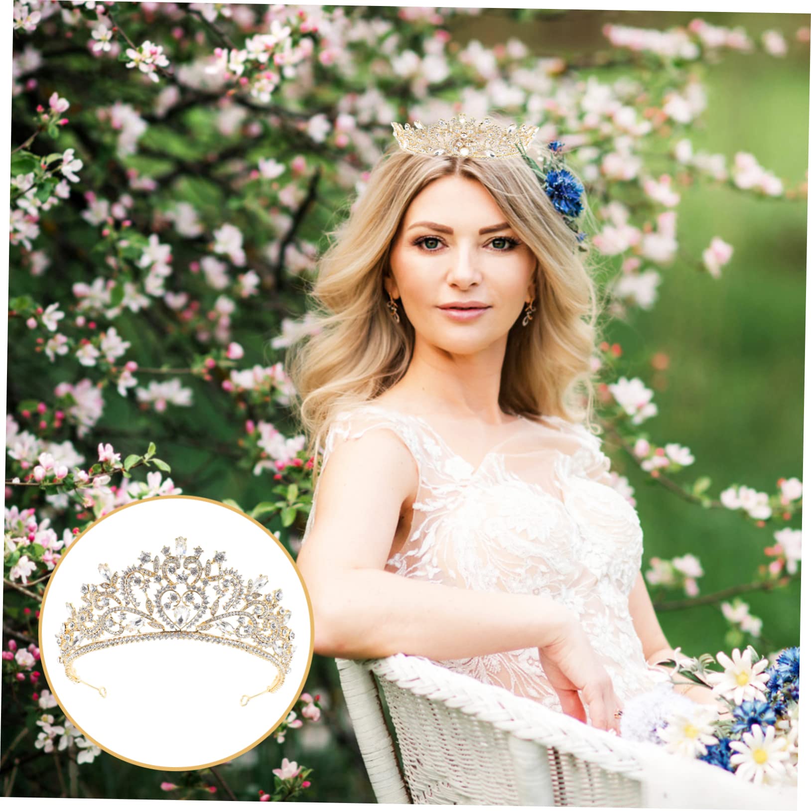 FRCOLOR Baroque Style Wedding Tiara Crown for Bride – Shiny Rhinestone Headdress for Bridal Photo Shoots & Ceremonies | Perfect for Weddings, Prom, Pageants & Special Occasions
