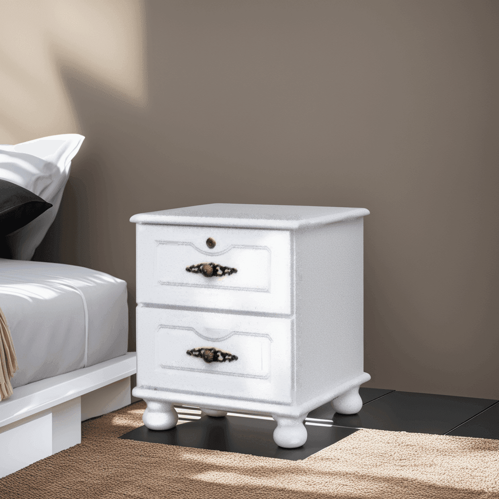 Jens White Nightstand - Modern Bedside Table with Drawer for Bedroom, Living Room & Office - Perfect for Storage & Decor