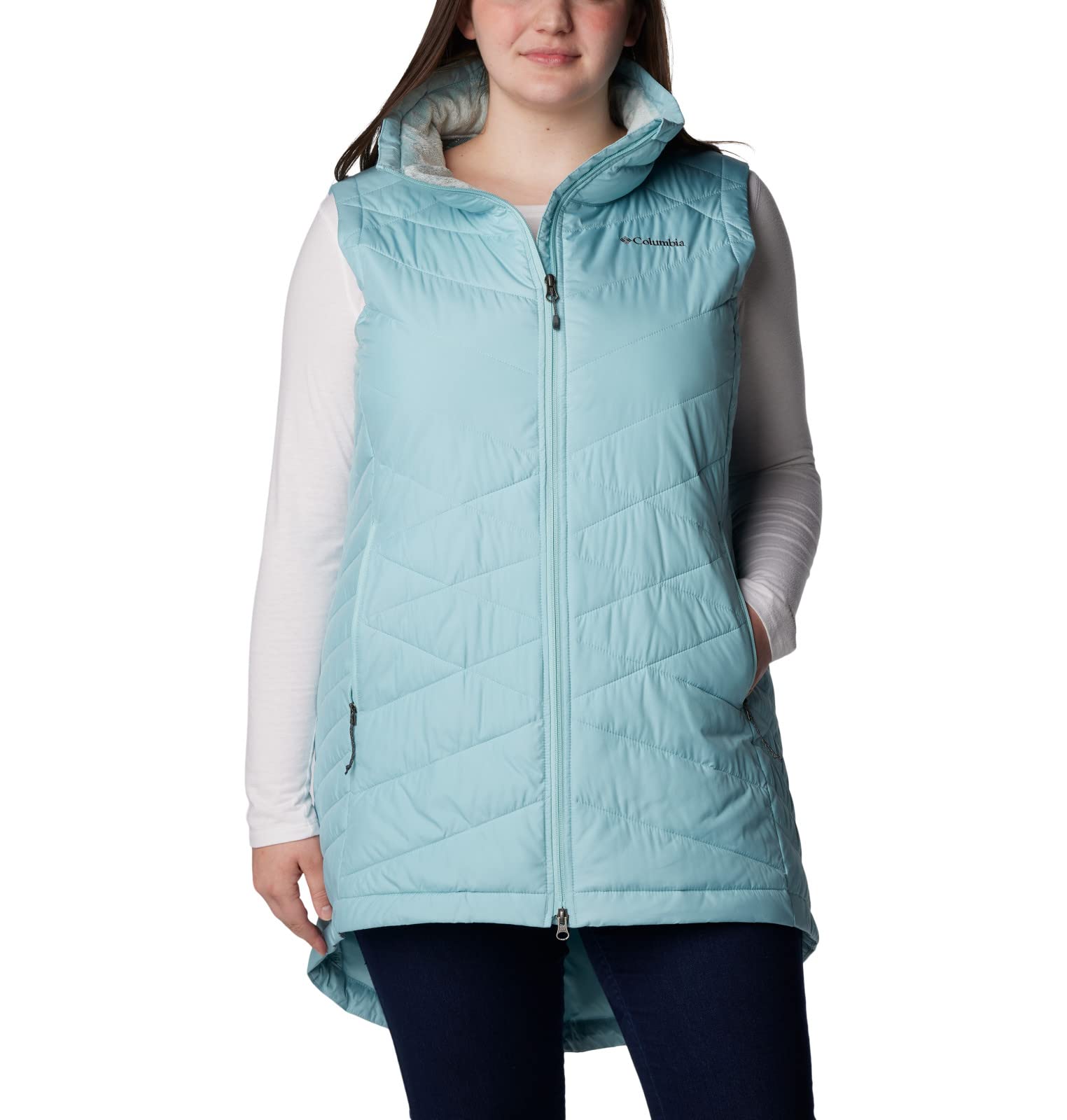 Columbia Women's Heavenly Long Vest - Lightweight Water-Resistant Puffer Vest for Hiking, Camping & Outdoor Activities