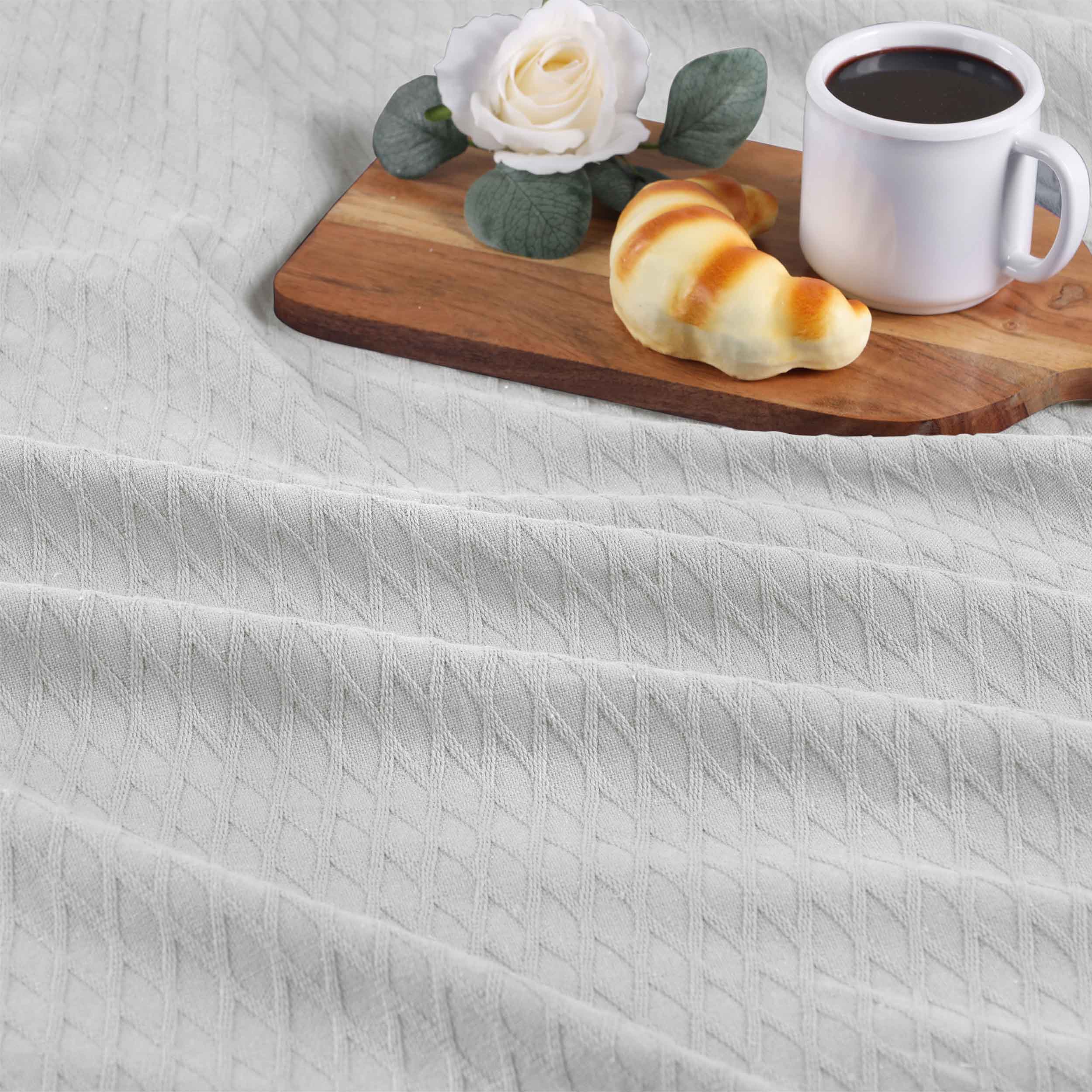 Premium Cotton All-Season Diamond Pattern Bed Blanket & Sofa Throw - Soft Cozy Blanket for Bedroom, Living Room, Travel and Gift Giving