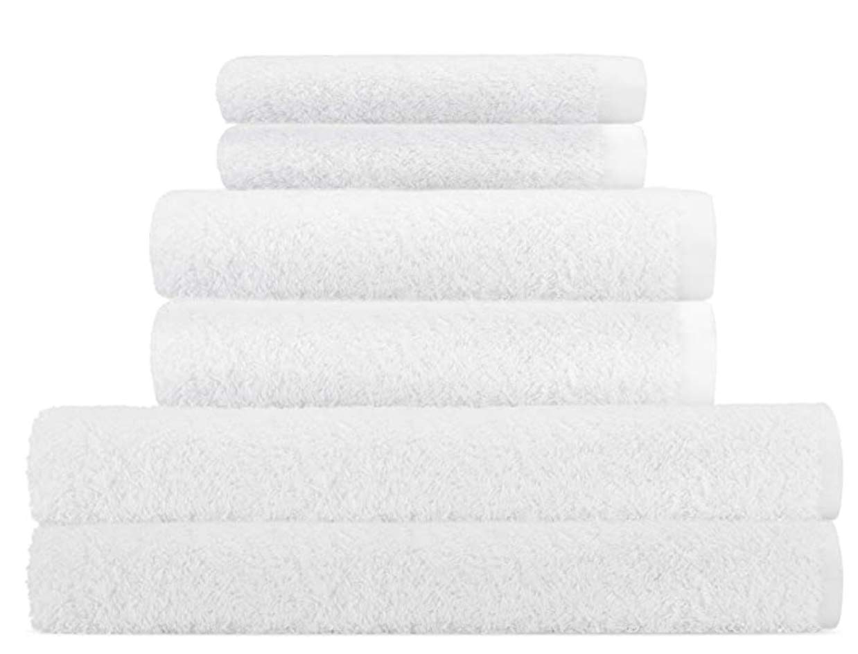 Premium Chakra Turkish Bath Towel Set - 6-Piece Bamboo Cotton Luxury Bath Sheets | Ultra Absorbent & Quick-Drying | Spa, College Dorm, Kitchen & Bathroom Essentials (White) - Perfect for Relaxation, Yoga & Home Decor