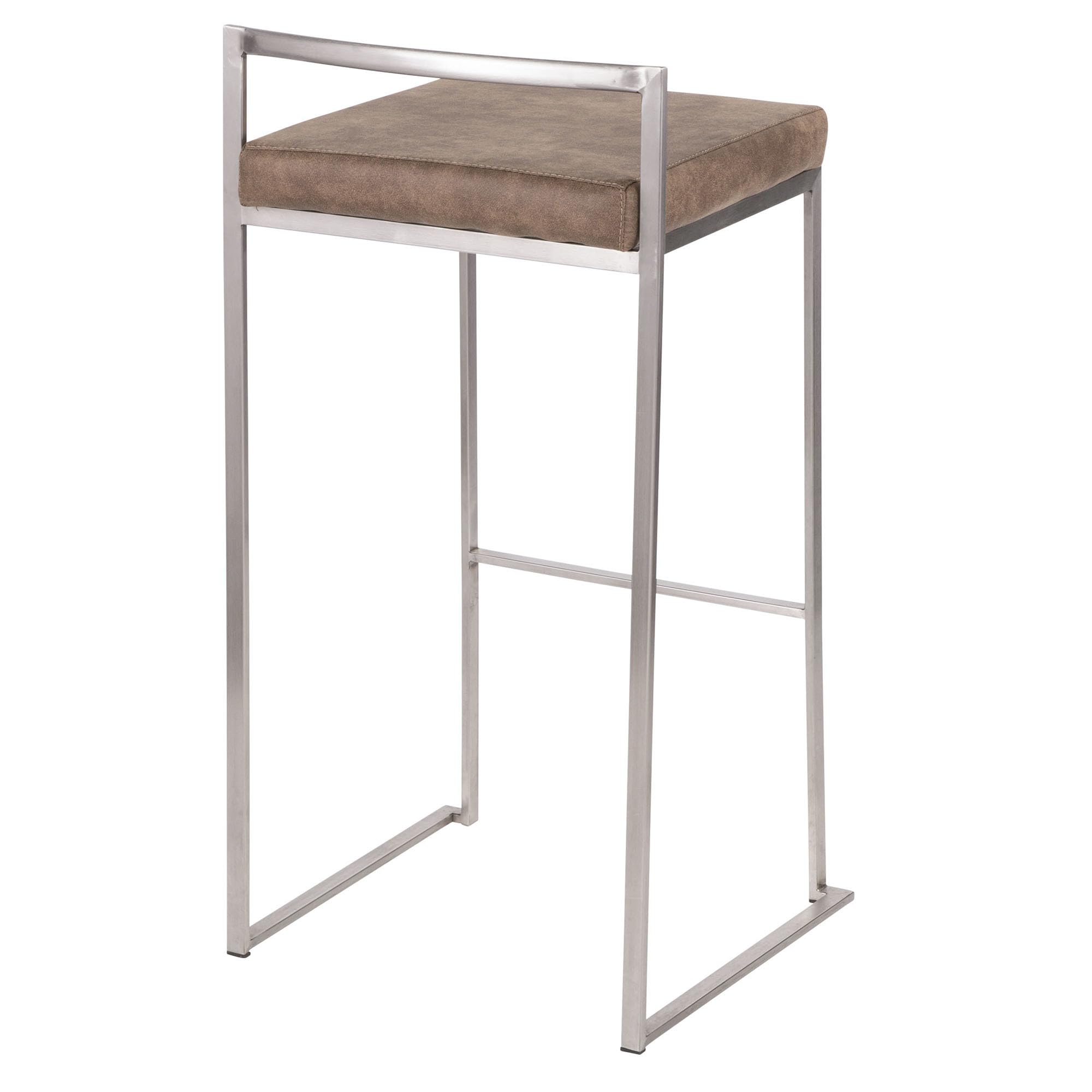 Fuji Stacker Bar Stool Set of 2 - Modern Counter Height Bar Chairs with Backrest - Perfect for Kitchen Island, Home Bar & Dining Room Decor