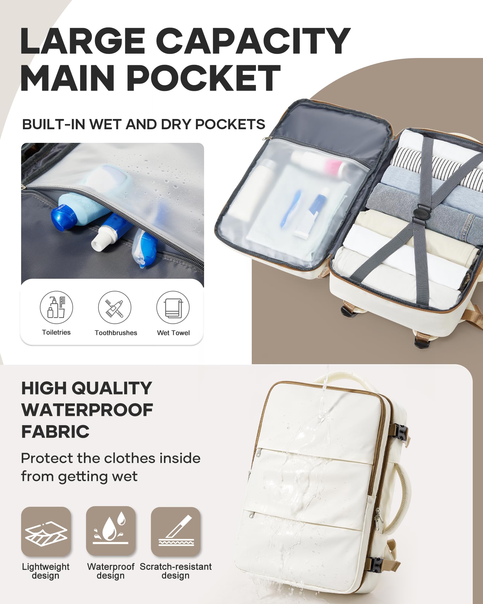 Travel Backpack for Women & Men - Carry On Laptop Backpack for Airplane Travel