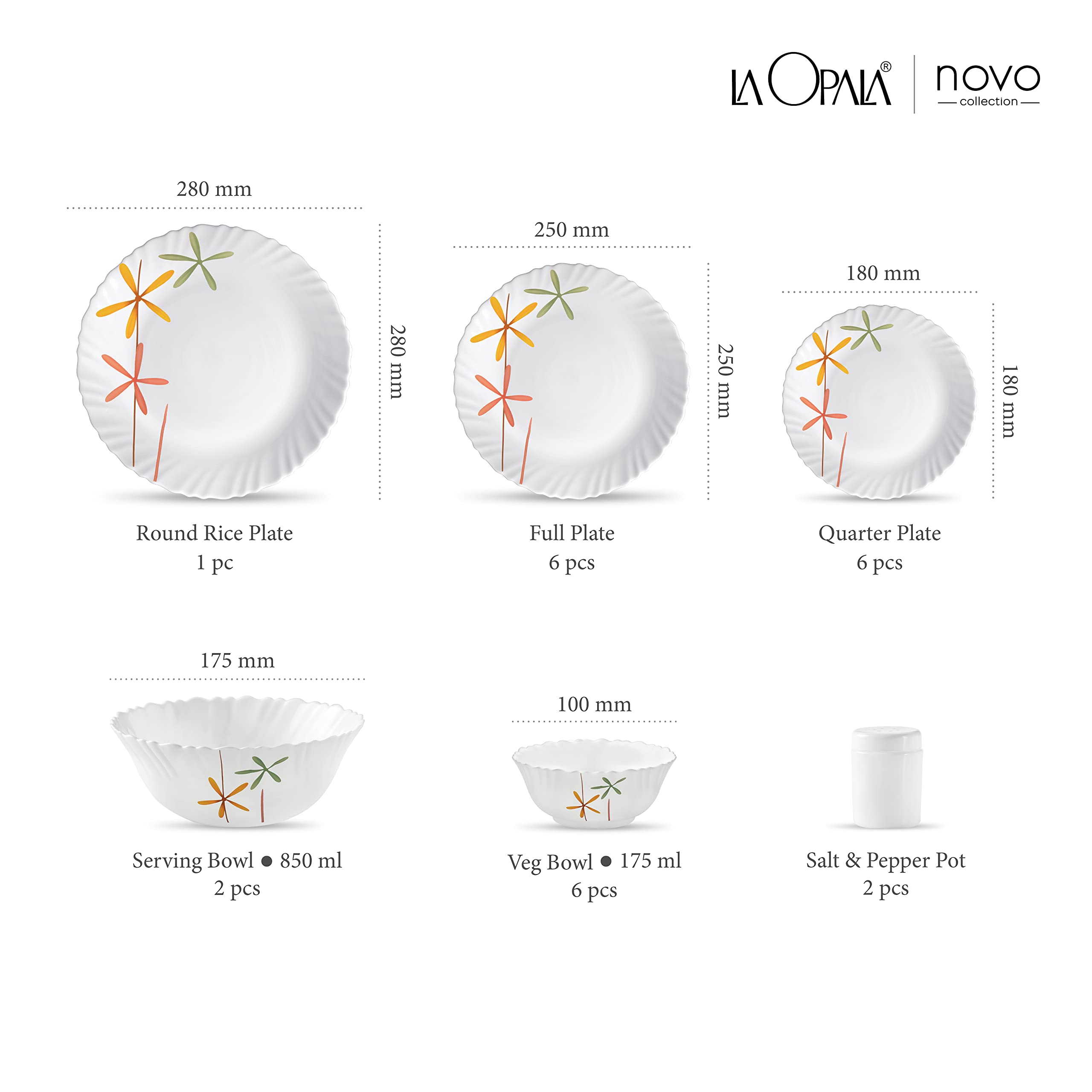 LaOpala 23-Piece Dinnerware Set - Opalware Autumn Flower Design for Everyday Dining & Special Occasions | Elegant Tableware for Family Meals, Dinner Parties & Gifting