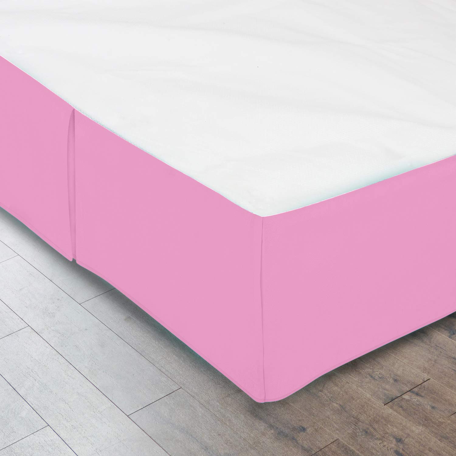 600 Thread Count Pure Cotton Pleated Bed Skirt - Full/XL Size Split Corner Box Pleat Design - 18 Inch Drop Length - Soft Pink Bedding Accent for Elegant Bedroom Decor | Perfect for Guest Rooms, Master Bedrooms & Luxury Hotels