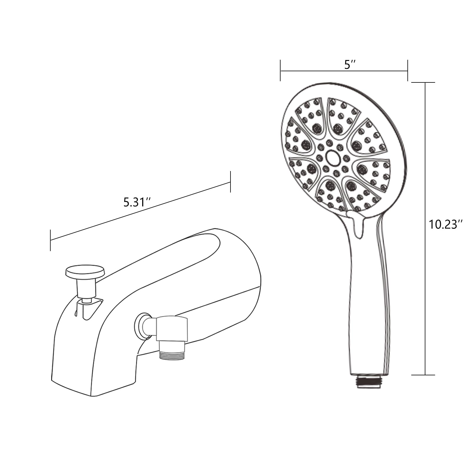 Premium All-Metal Bathtub Faucet with 10-Setting Handheld Sprayer & Diverter - Brushed Nickel Finish for Bathroom & Spa - Perfect for Relaxing Baths, Showering & Cleaning