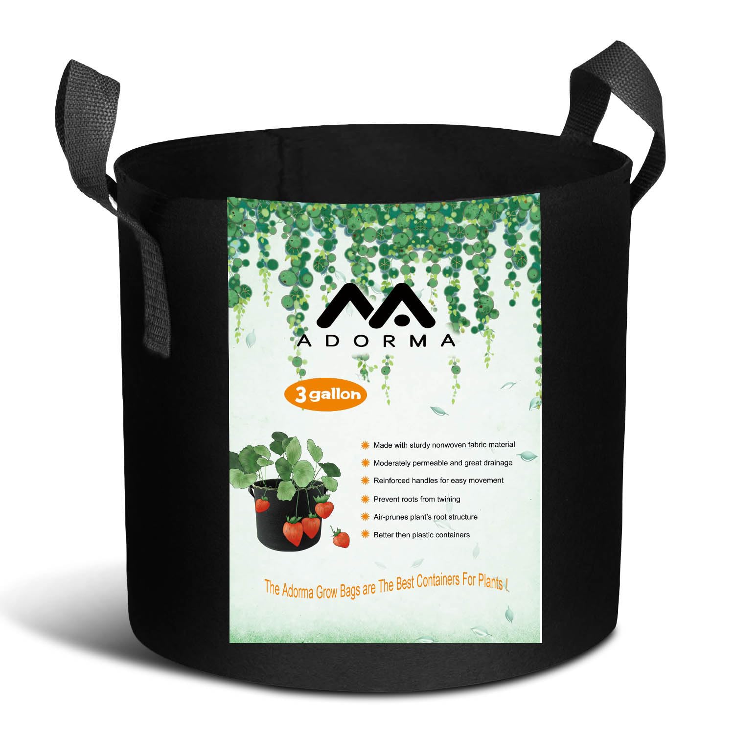 12 Pack 3 Gallon Heavy Duty Grow Bags - 300G Thickened Nonwoven Fabric Plant Pots with Handles for Vegetables, Flowers & Herbs - Indoor/Outdoor Gardening & Container Planting