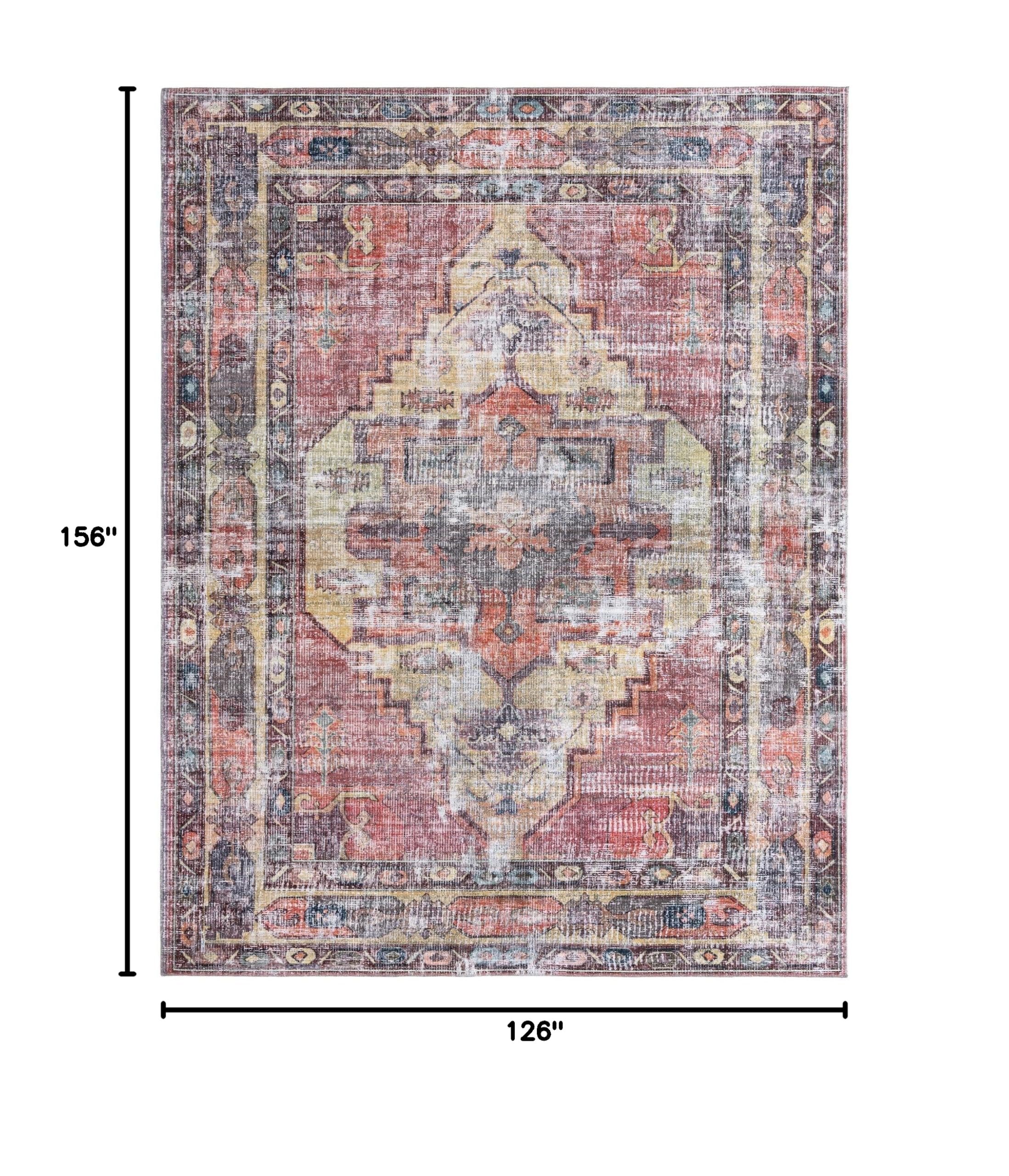 Washable Pink Low-Pile Rug 10' x 13' - Maahru Collection by Rugs.com | Soft & Durable for Living Rooms, Dining Rooms, Open Floor Plans | Perfect for Home Decor, Family Gatherings & High-Traffic Areas