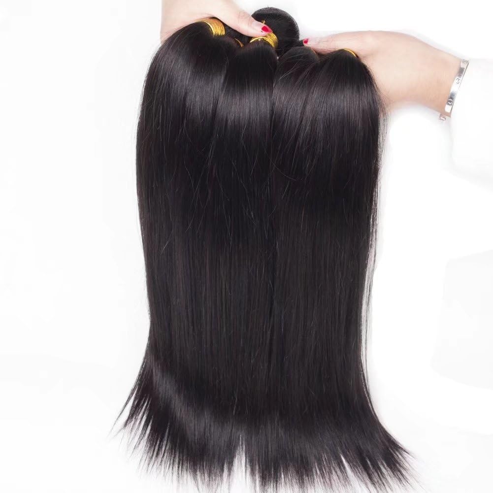 FEEL ME 8A Grade Brazilian Virgin Straight Hair Bundles - 3 Bundles Natural Black Human Hair Extensions (18 20 22 Inches) for Smooth & Silky Hairstyles | Perfect for Daily Wear, Parties & Special Occasions