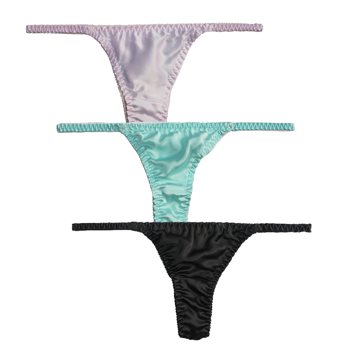 Pure Silk Women's Thong Underwear 3-Pack - Soft & Sexy Bikini Panties for Summer, Beach & Daily Wear - Healthy Breathable String Panty Set S-XL - Perfect for Vacation, Lounge & Intimate Moments