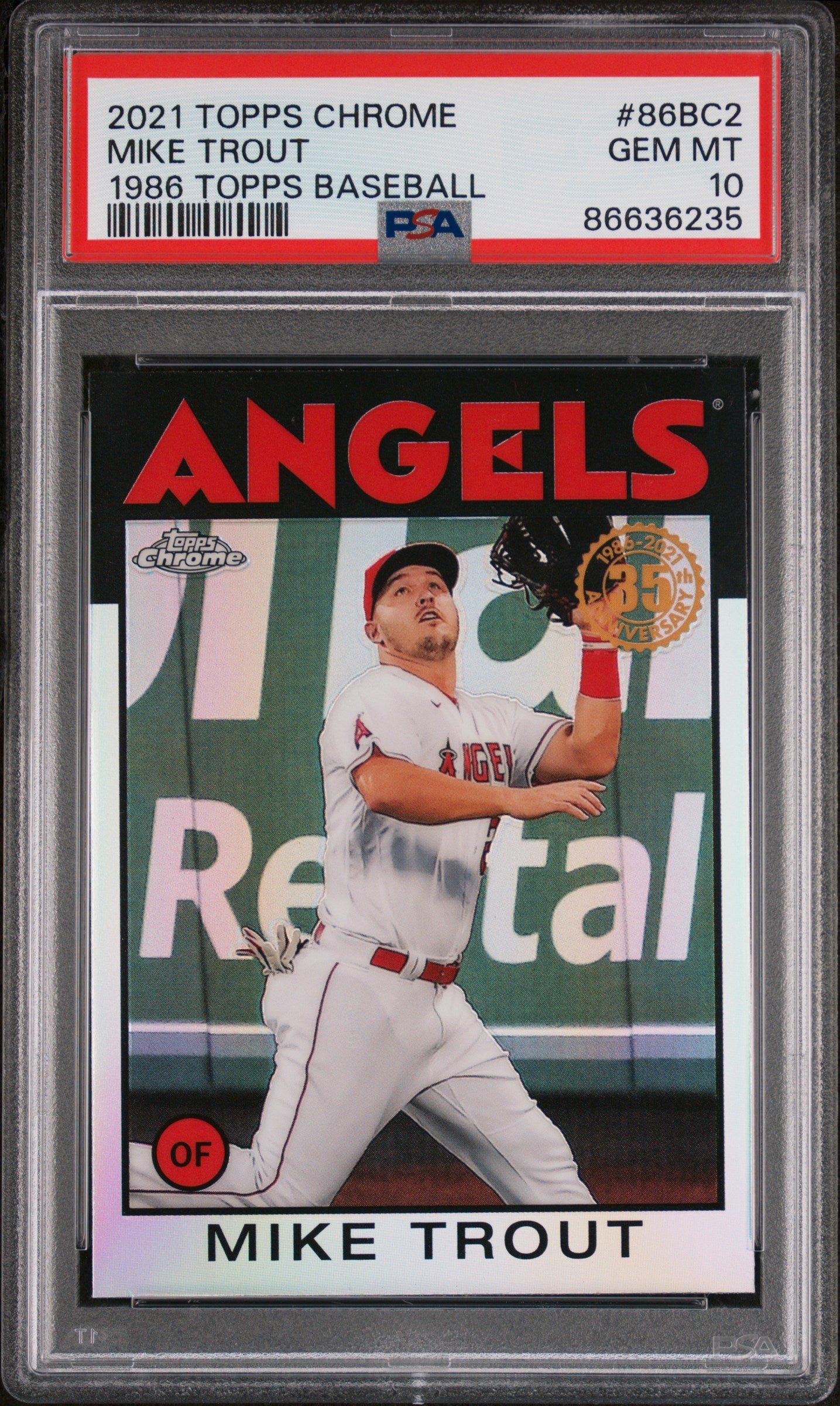 2021 Topps Chrome 1986 Topps Baseball Mike Trout #86BC2 PSA 10 Gem Mint - Rare Collectible for Sports Memorabilia & Investment