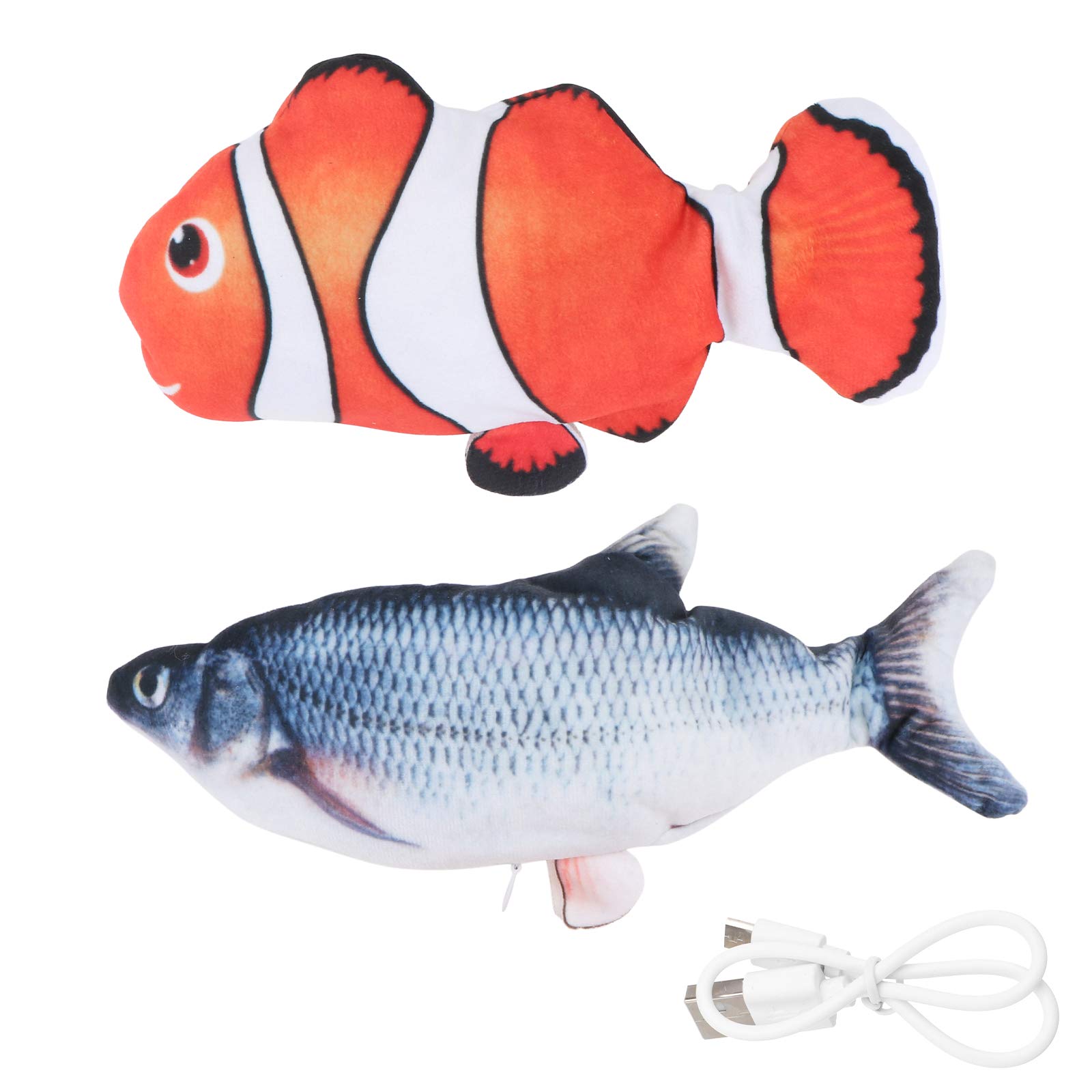 TEHAUX 2-Pack Realistic Electric Moving Fish Toy - Lifelike Swimming Motion, Soft Plush Material, Interactive Cat & Dog Toy - Perfect for Indoor Play, Pet Entertainment & Stimulation