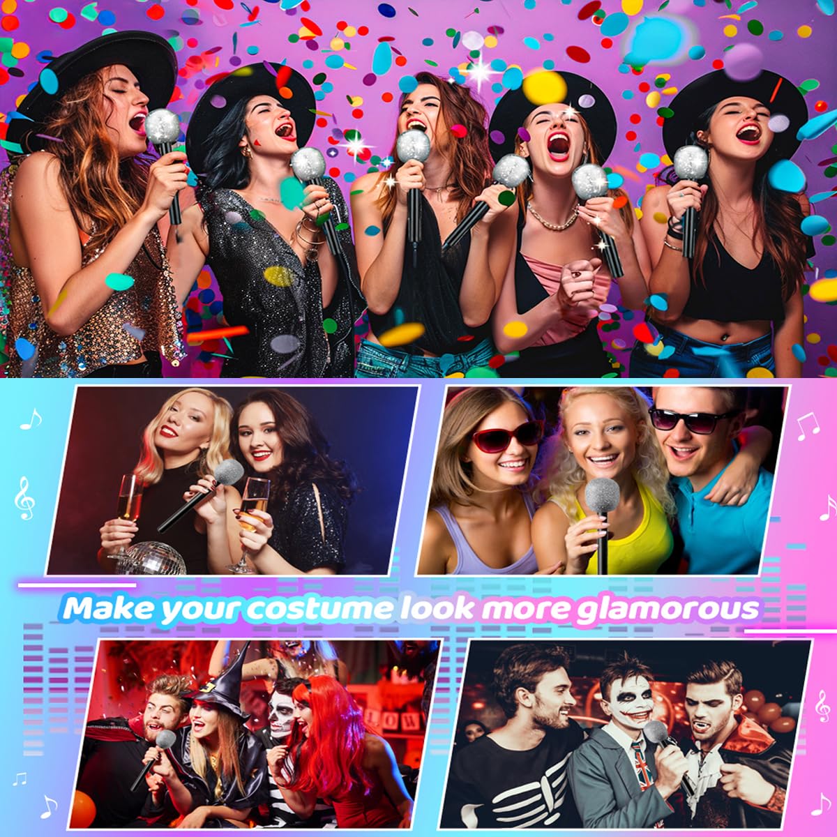6-Piece Fake Microphone Set for Kids - Toy Karaoke Microphones, Party Accessories for Singing & Music - Perfect for Home Parties, Birthday Gifts & Children's Performances