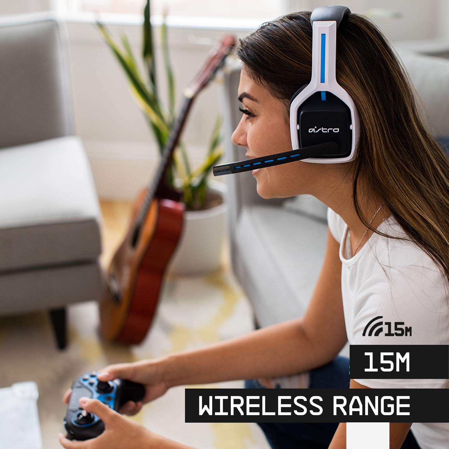 ASTRO Gaming A20 Wireless Headset Gen 2 for PS5, PS4, PC & Mac - White/Blue Gaming Headphones with Noise Cancelling Mic - Perfect for Online Gaming, Streaming & Virtual Meetings